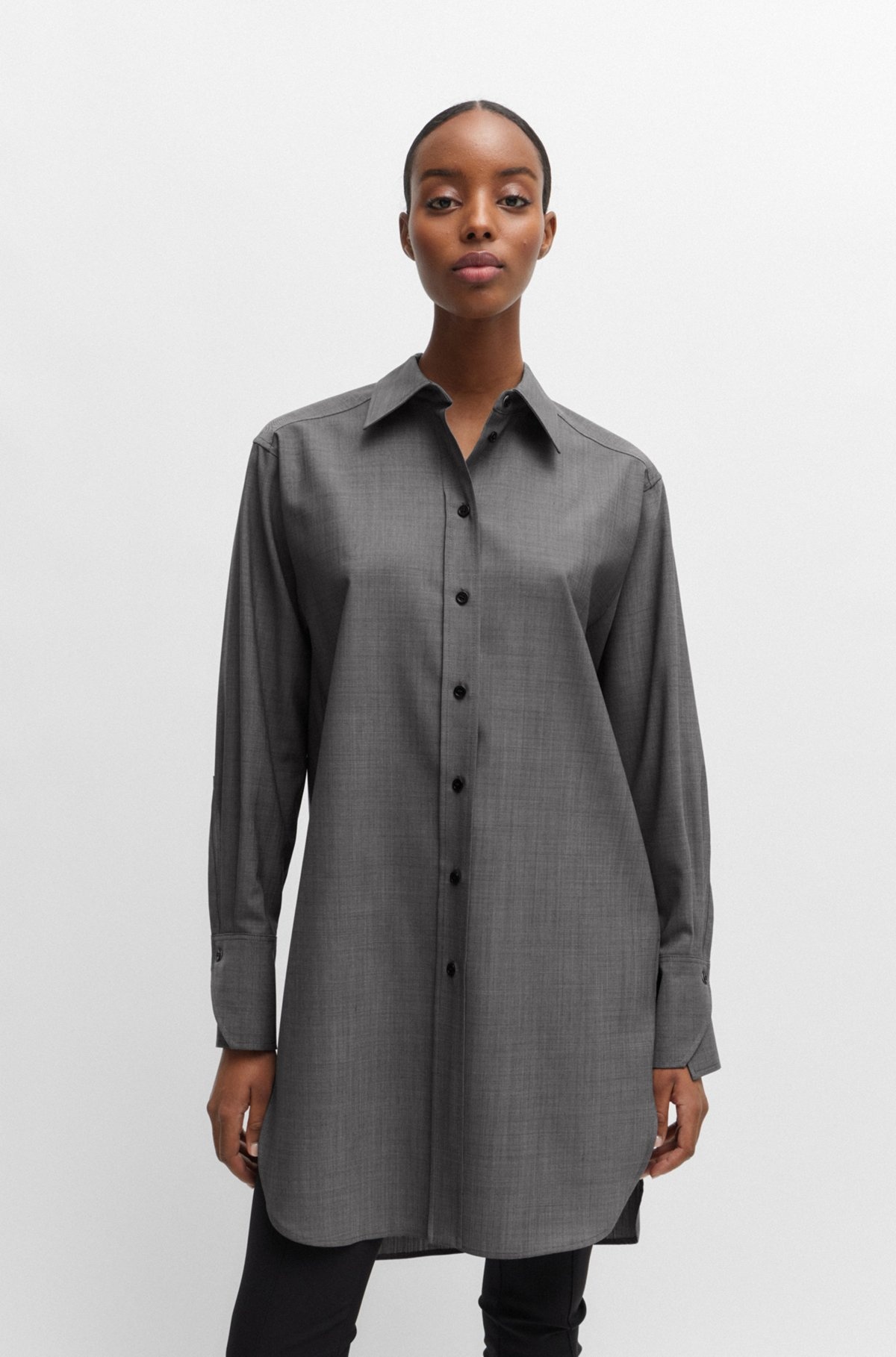 RELAXED-FIT BLOUSE IN ITALIAN VIRGIN-WOOL SHARKSKIN - 2