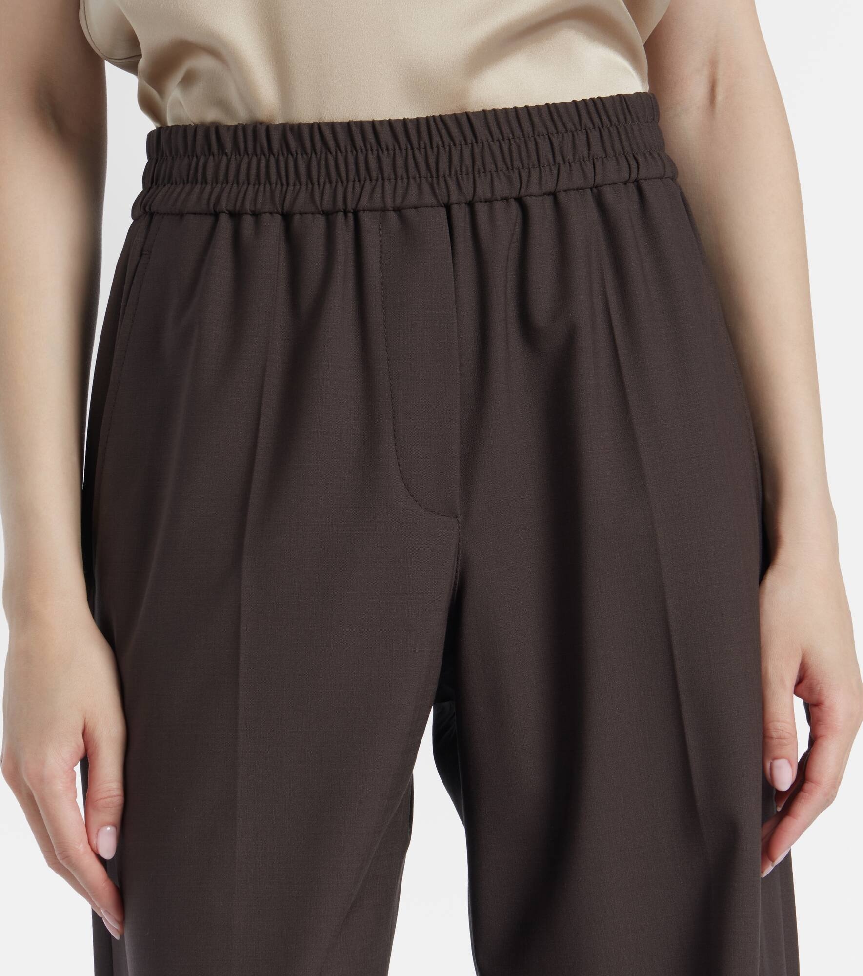 Wool-blend high-rise wide-leg pants - 4