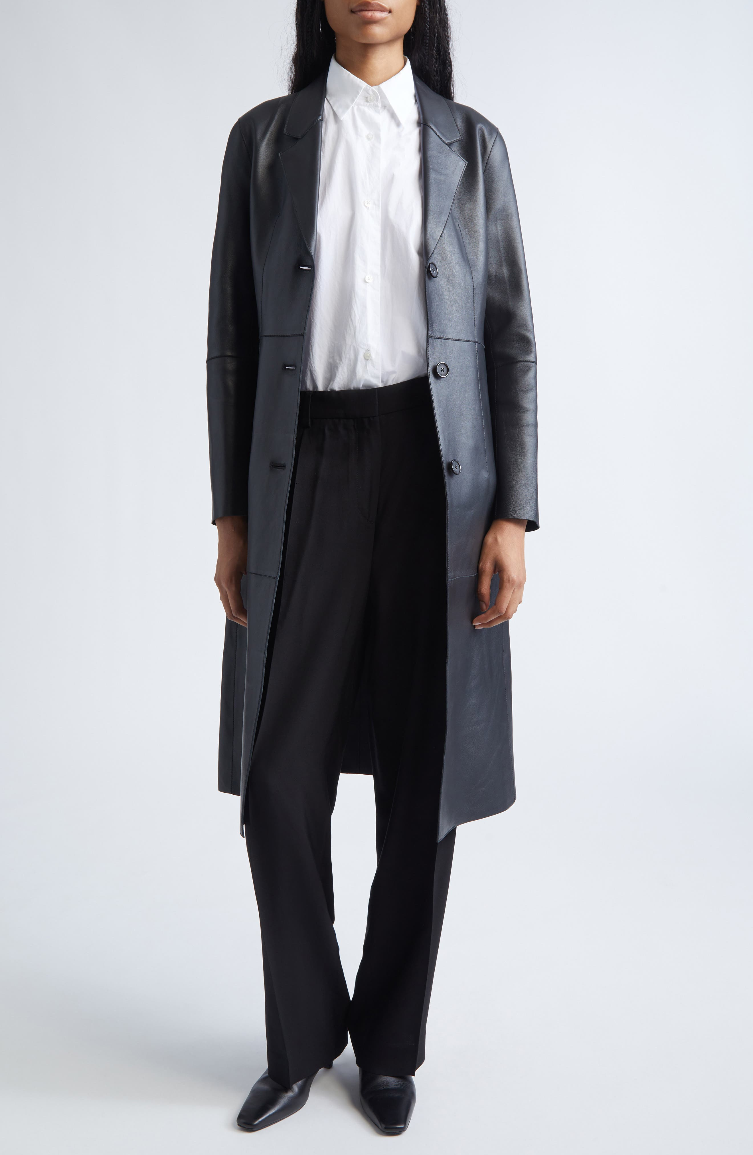 TOTEME Double Pleat Straight Leg Trosuers in Black at Nordstrom - 2