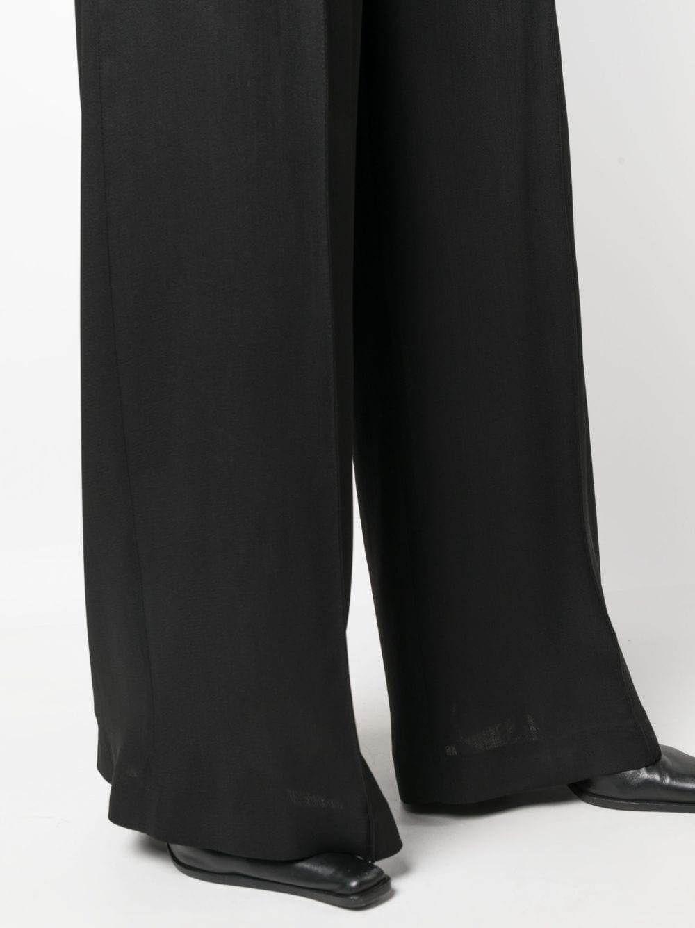 high-waisted wool-cotton palazzo pants - 5