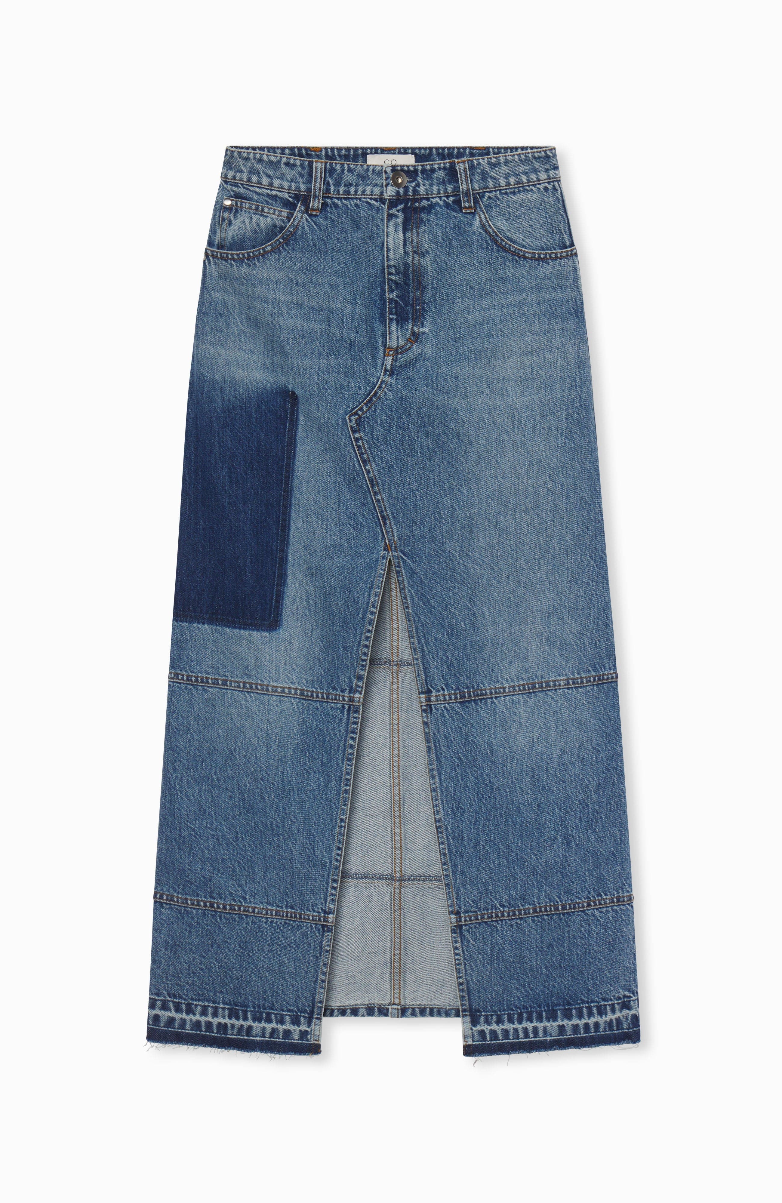 CO Patchwork Maxi Skirt in Denim in Indigo at Nordstrom - 4