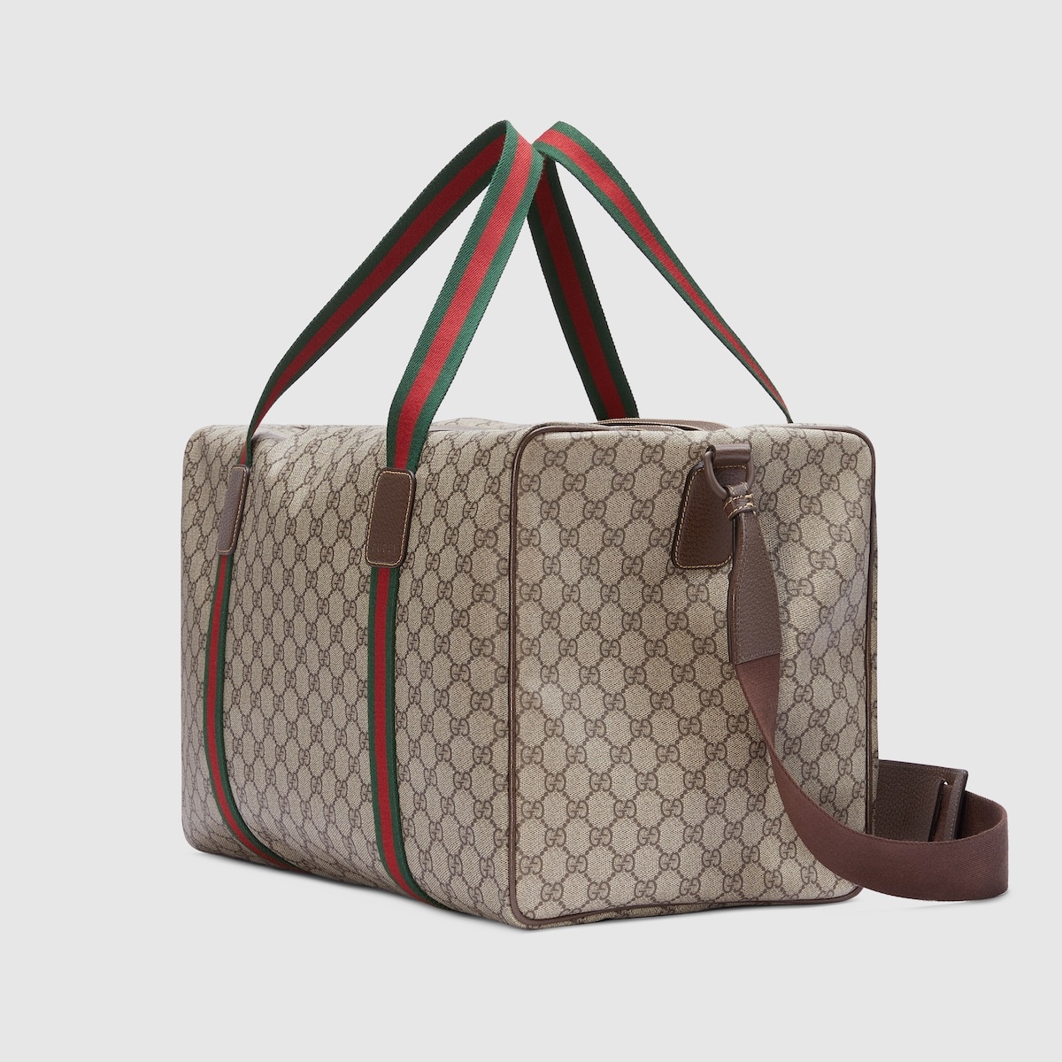 Small GG pet carrier with Web in beige and ebony Supreme