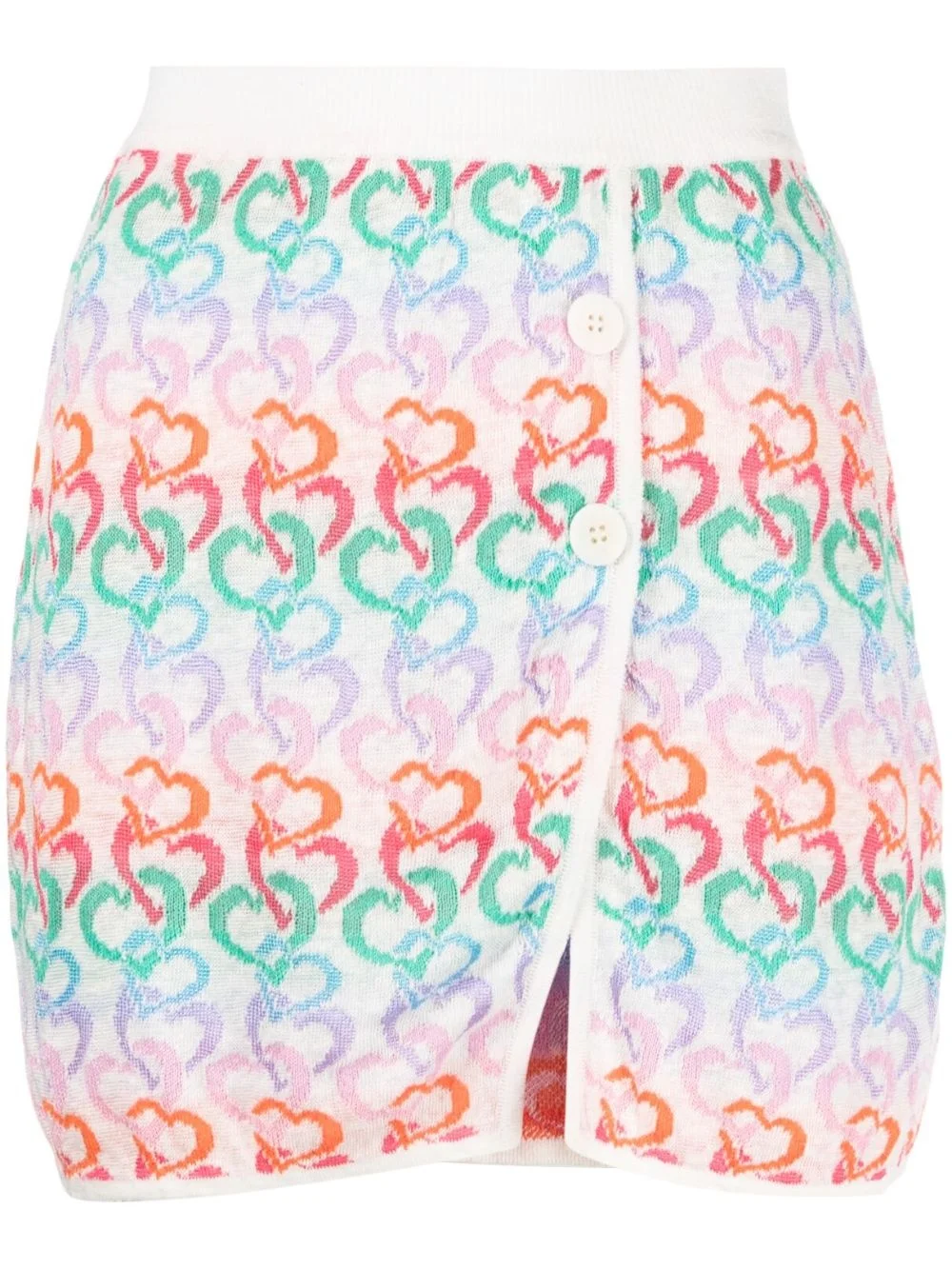 heart-embroidery knit skirt - 1