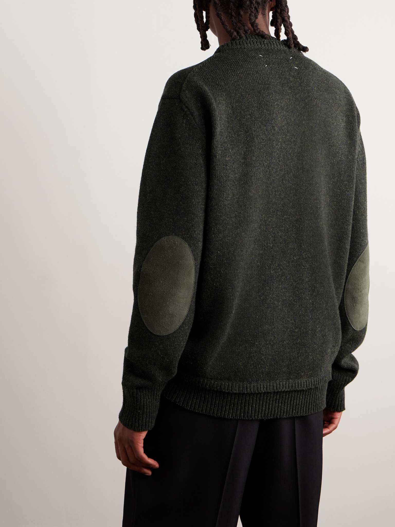 Suede-Trimmed Wool, Linen and Cotton-Blend Sweater - 3