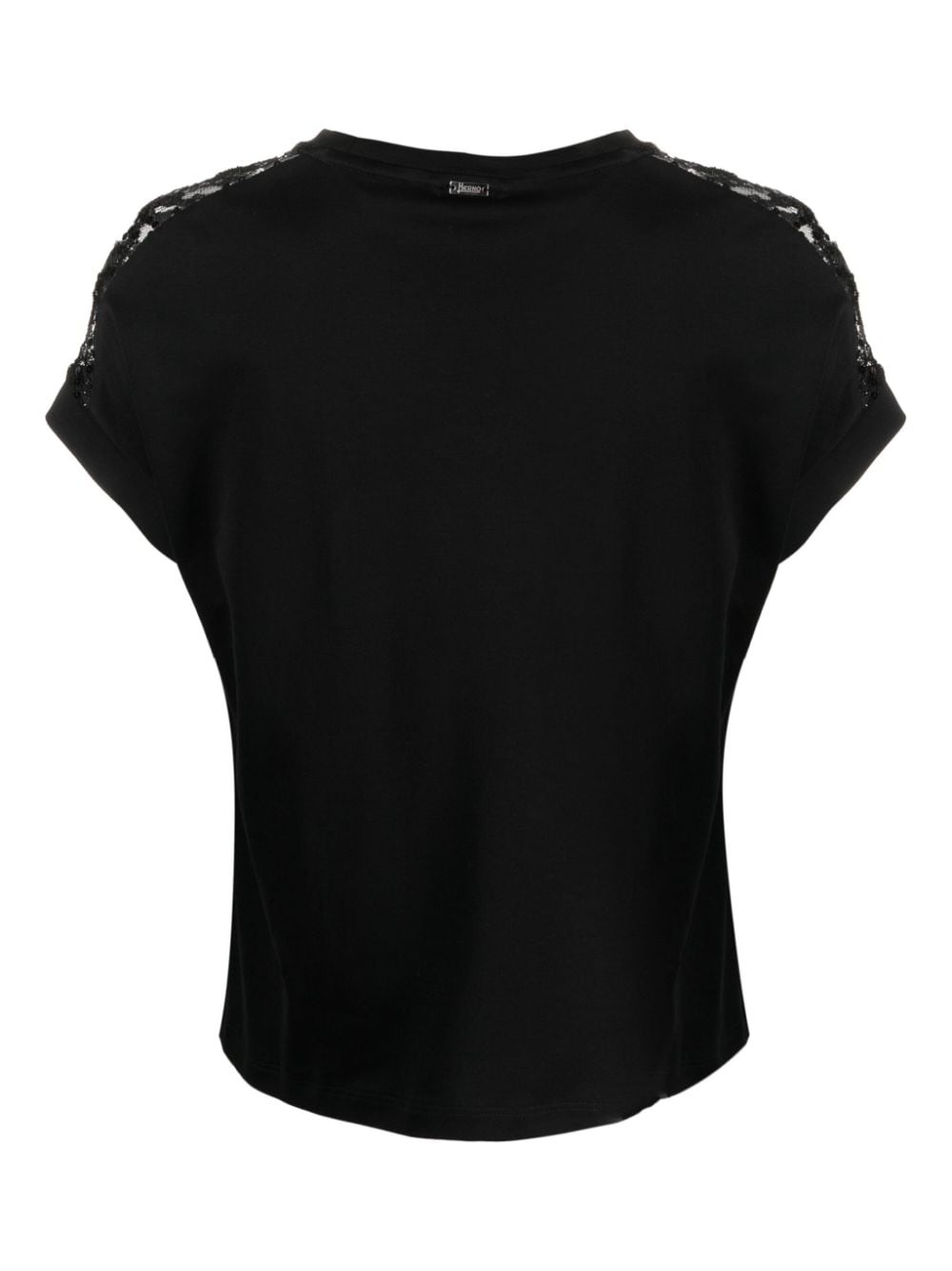 lace-detailing cotton T-shirt - 2