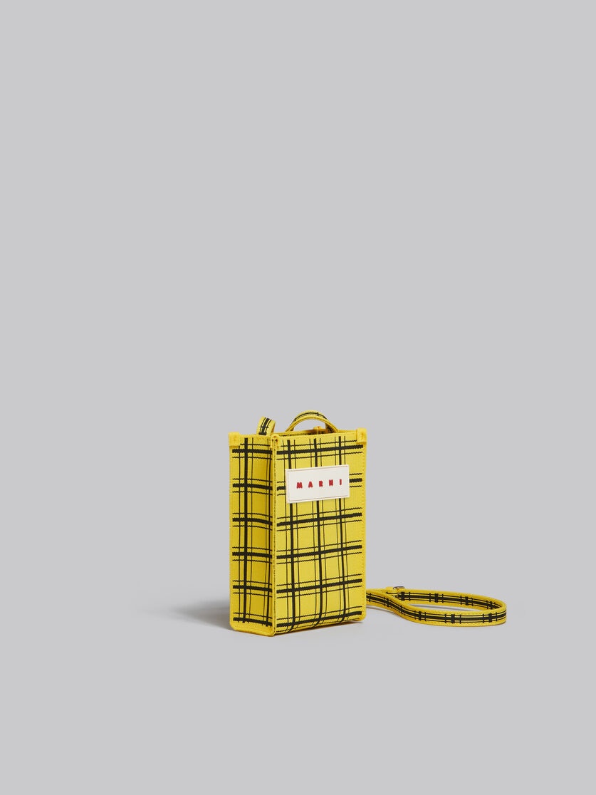YELLOW AND BLACK JACQUARD CHECK MINI SHOULDER BAG - 6