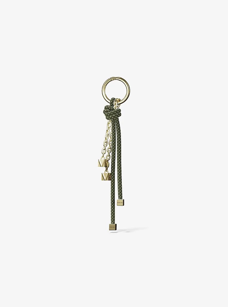 Gold-Tone and Speckled Cord Bag Charm - 1