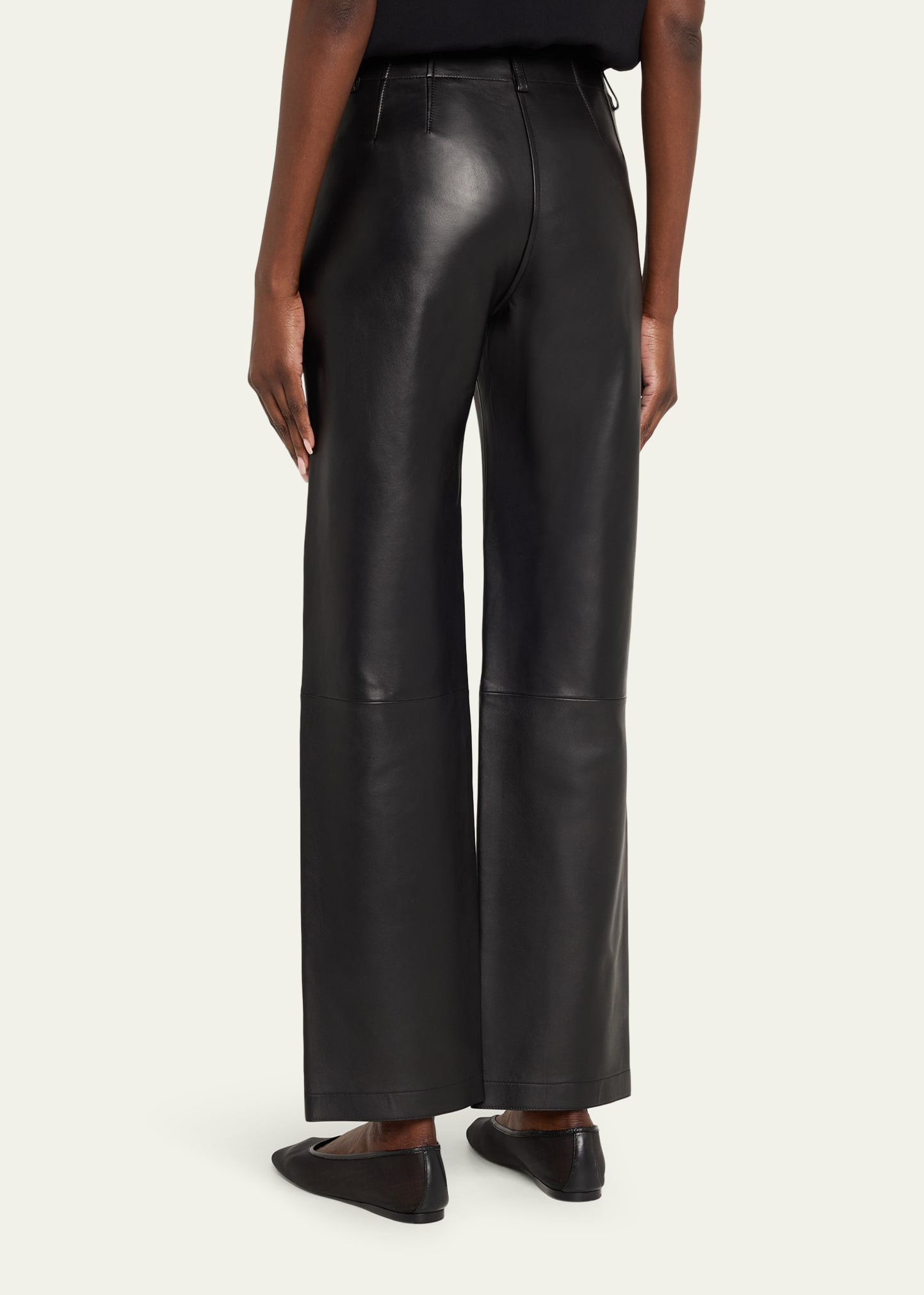 Straight-Leg Lambskin Leather Pants - 3