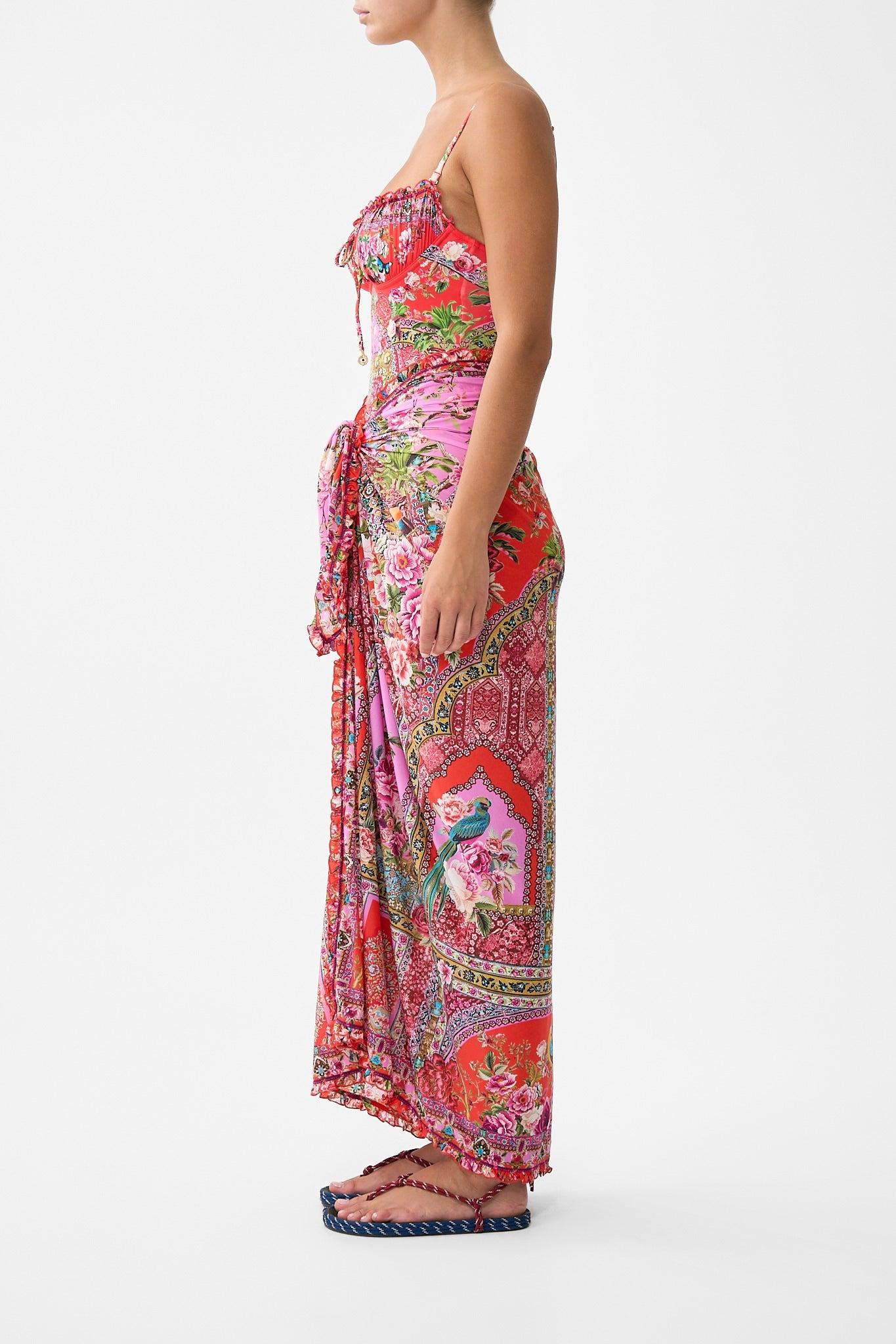 MULTI WEAR LONG SARONG WITH FRILL EDGE - 4