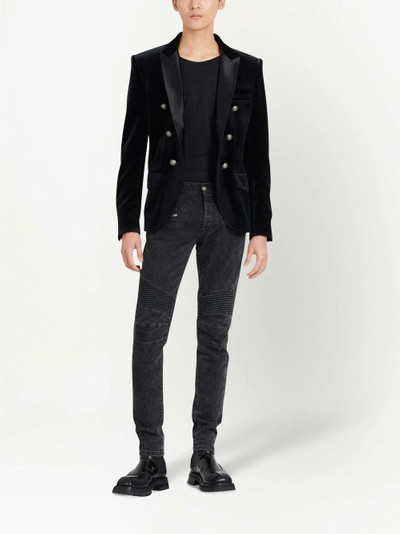 Balmain double-breasted velvet blazer outlook