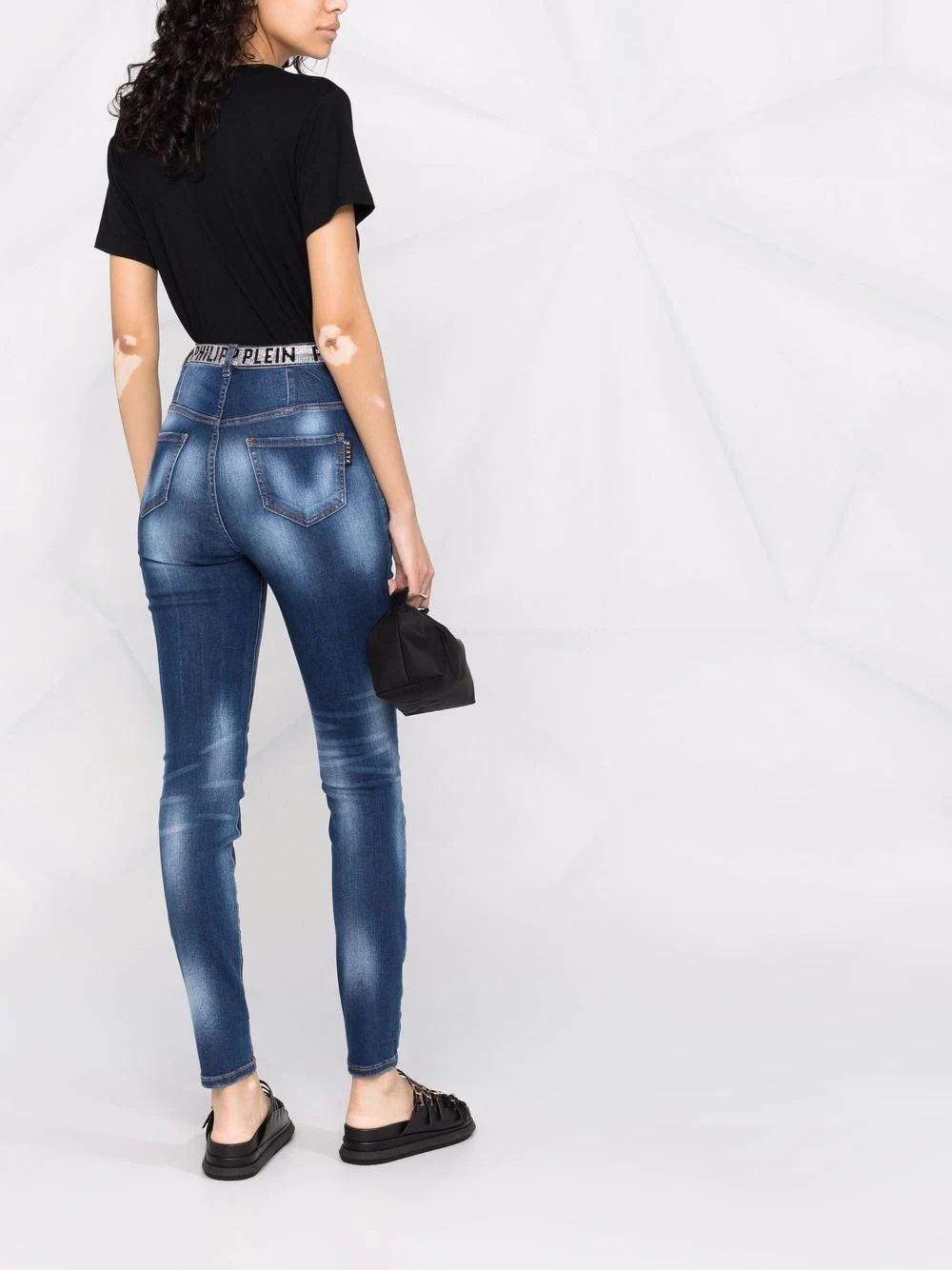 super high waist denim jeggings - 4