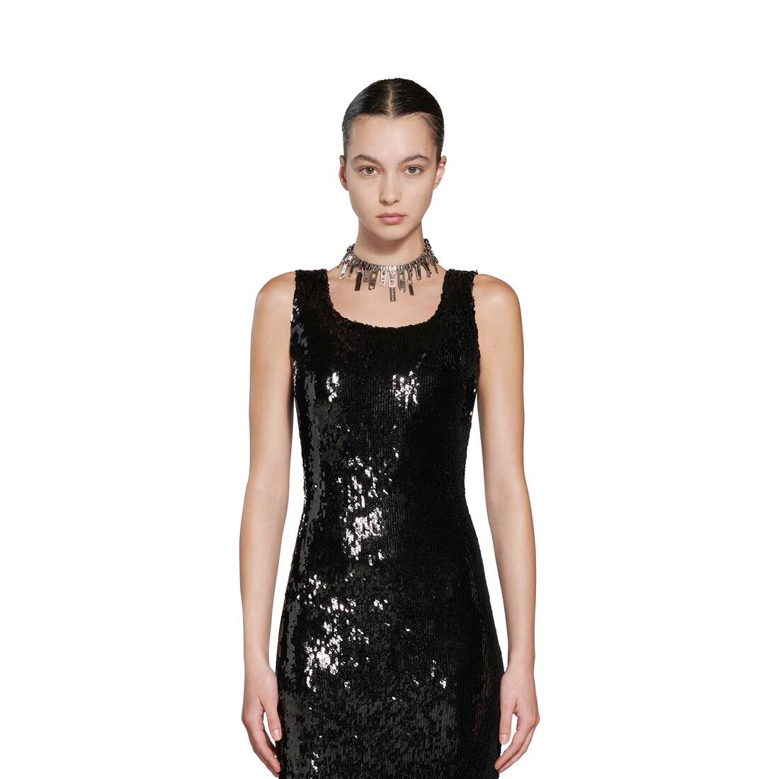 Women's Embroidered Maxi Dress in Black - 5