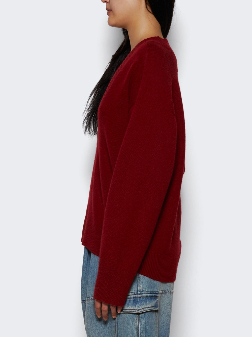Sage V Neck Sweater Burgundy - 3