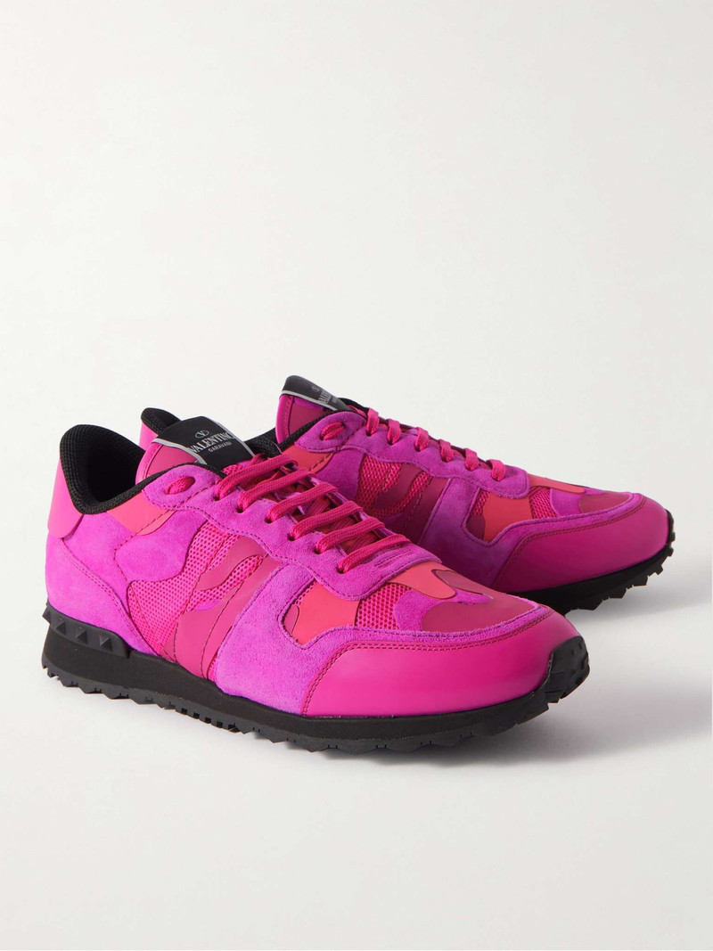 Valentino Garavani Rockrunner Suede, Leather and Mesh Sneakers 4