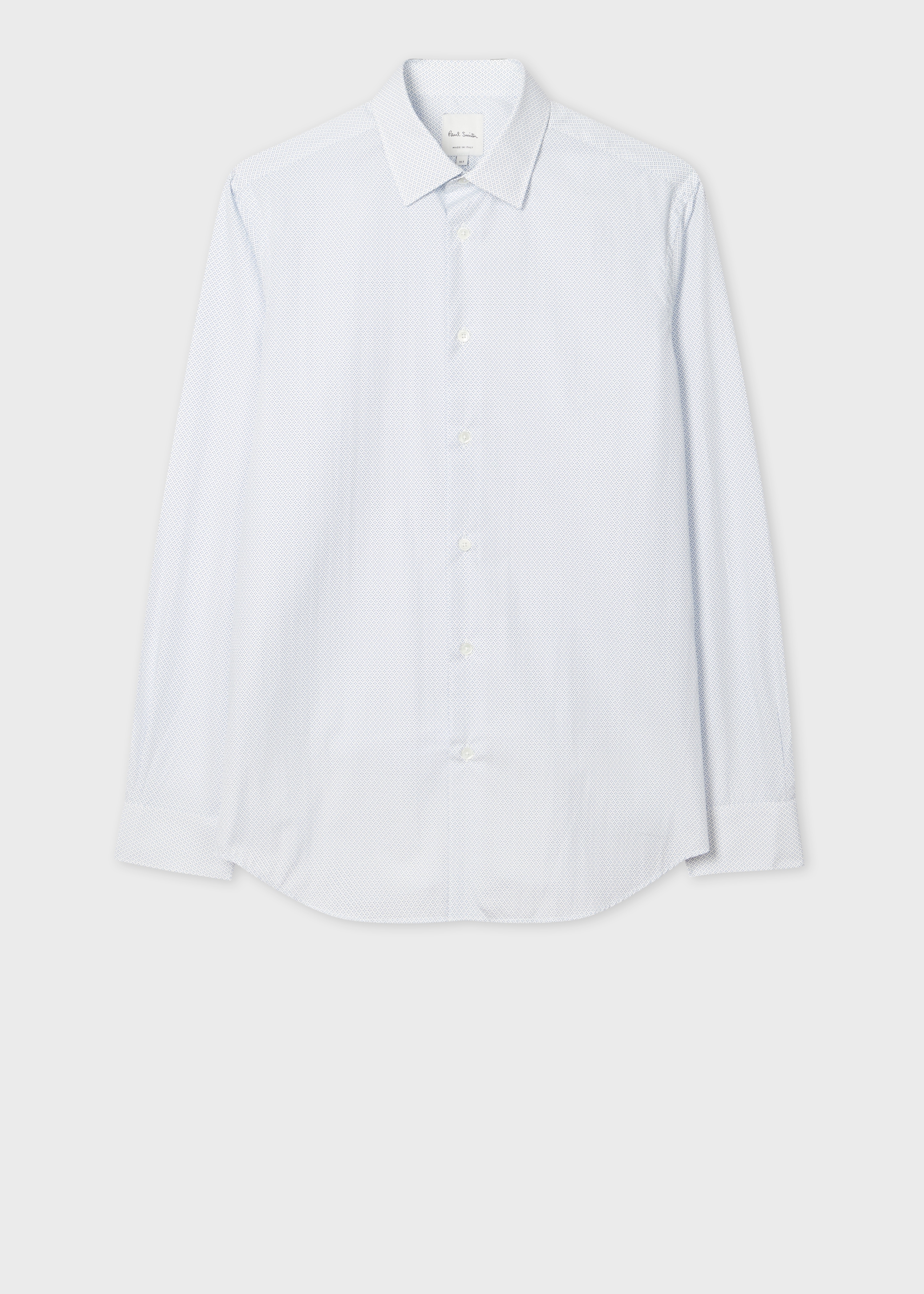 Light Blue Tailored-Fit 'Micro Geometric' Print Shirt - 1