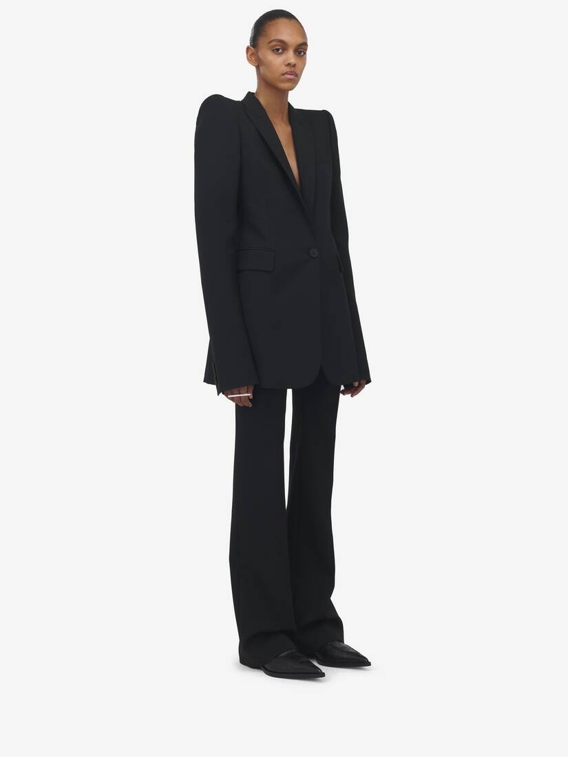 Stacked Shoulder Single-breasted Jacket - 4