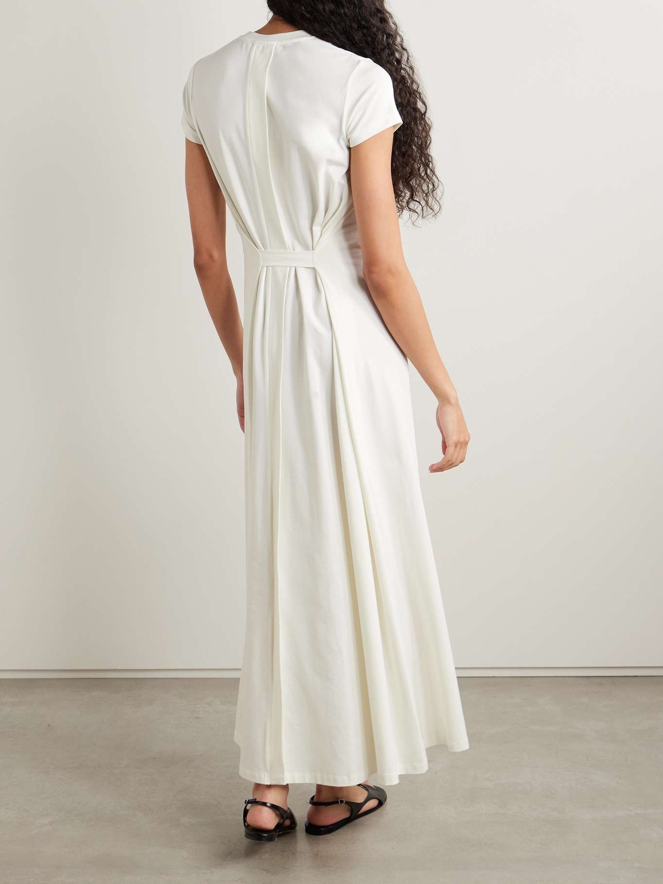Noelle gathered cotton-blend jersey midi dress - 3