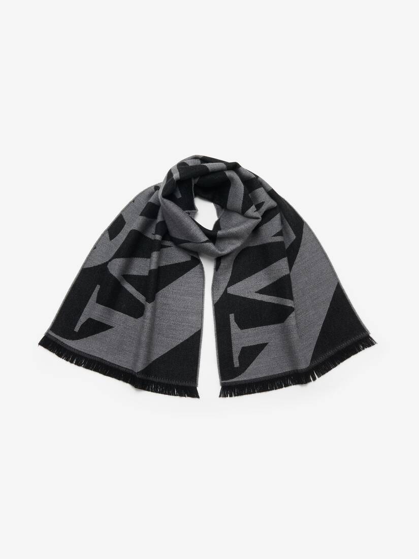 Men's Exploded Seal Logo Scarf in Black/medium Grey - 2