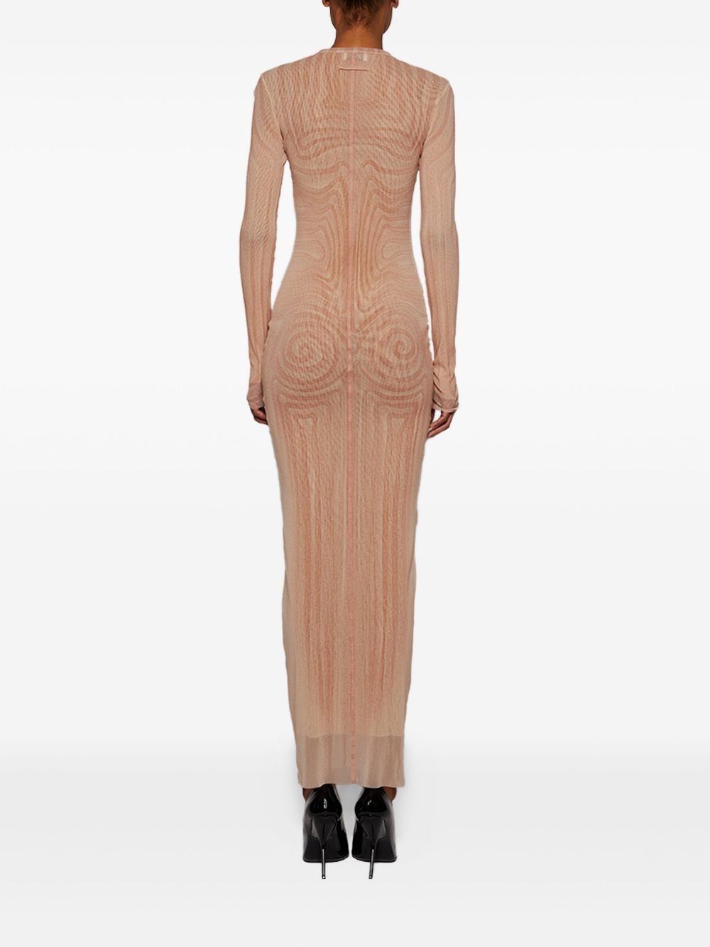 spiral-print mesh maxi dress - 5