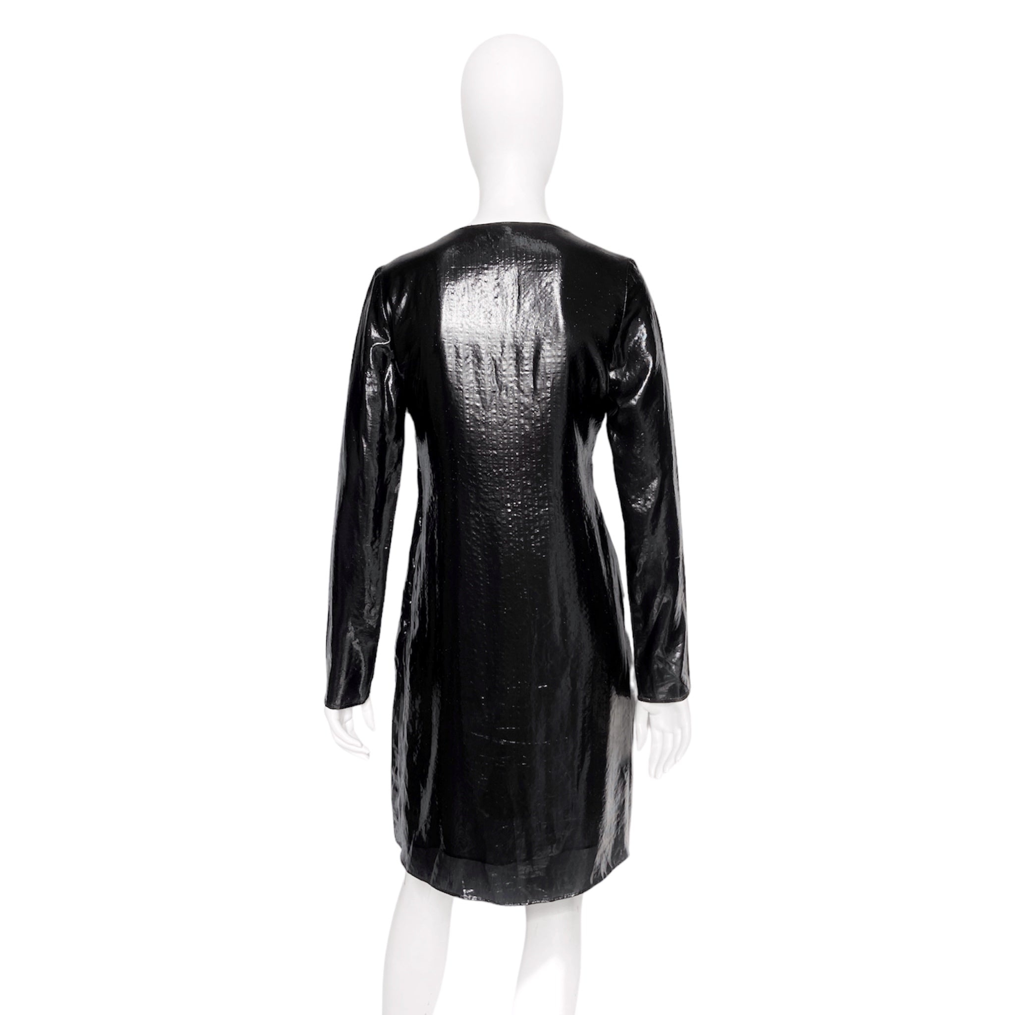 Gucci Fall 2000 Tom Ford Iconic Runway Plunging Neckline Black Silk Dress 40 - 6
