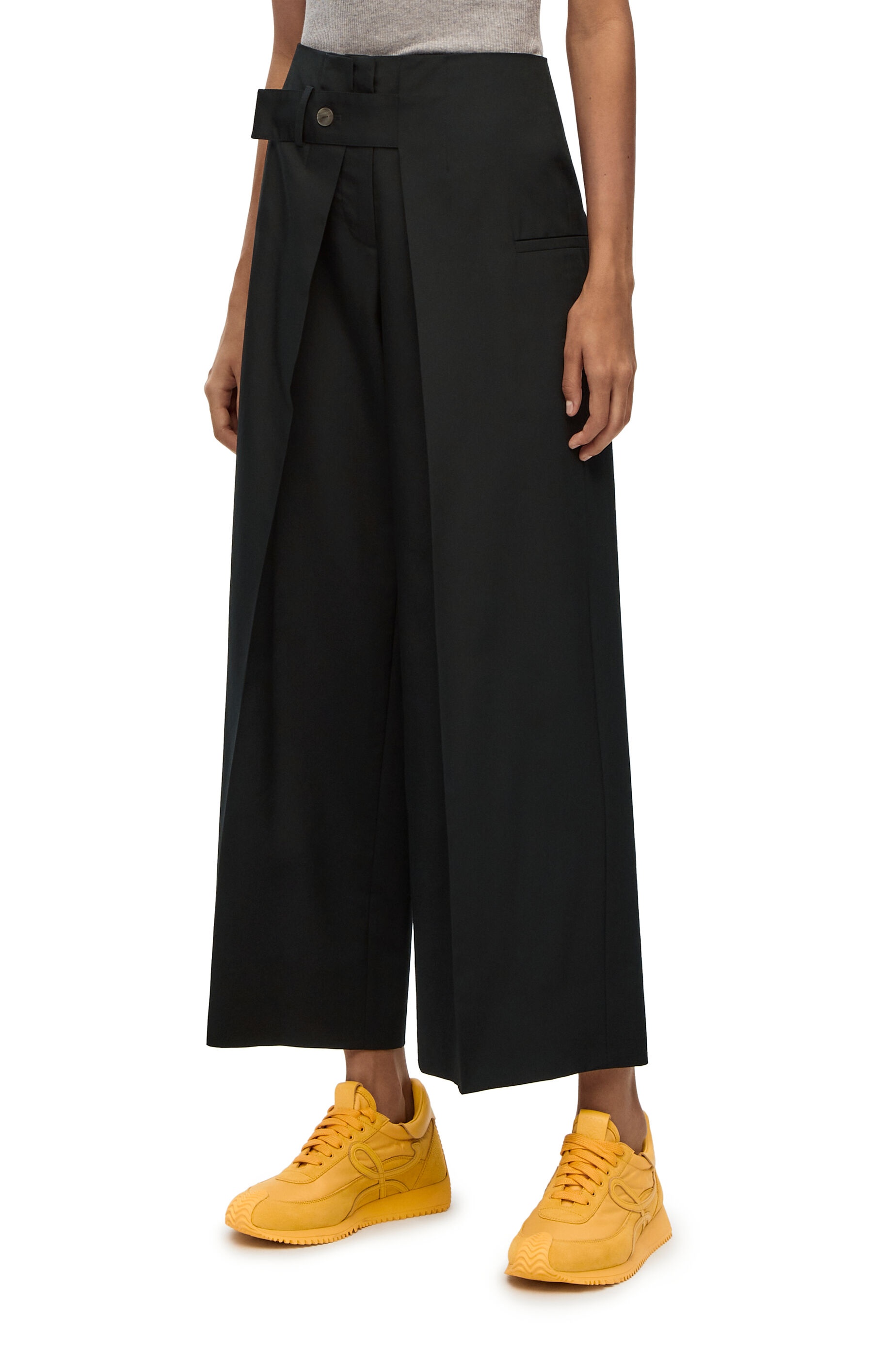 Pleated cropped trouser in wool and silk - 3
