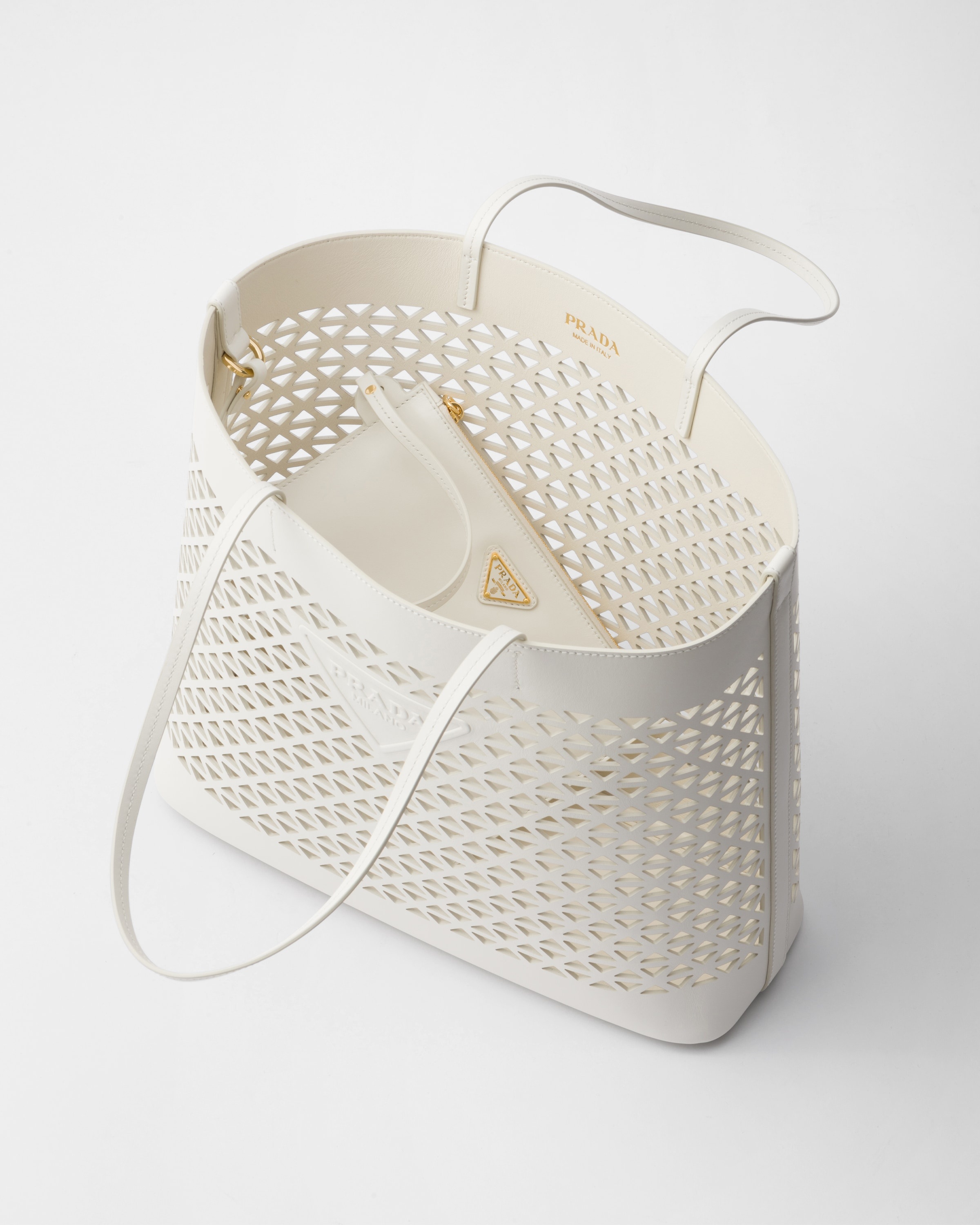 Large perforated leather tote bag - 4