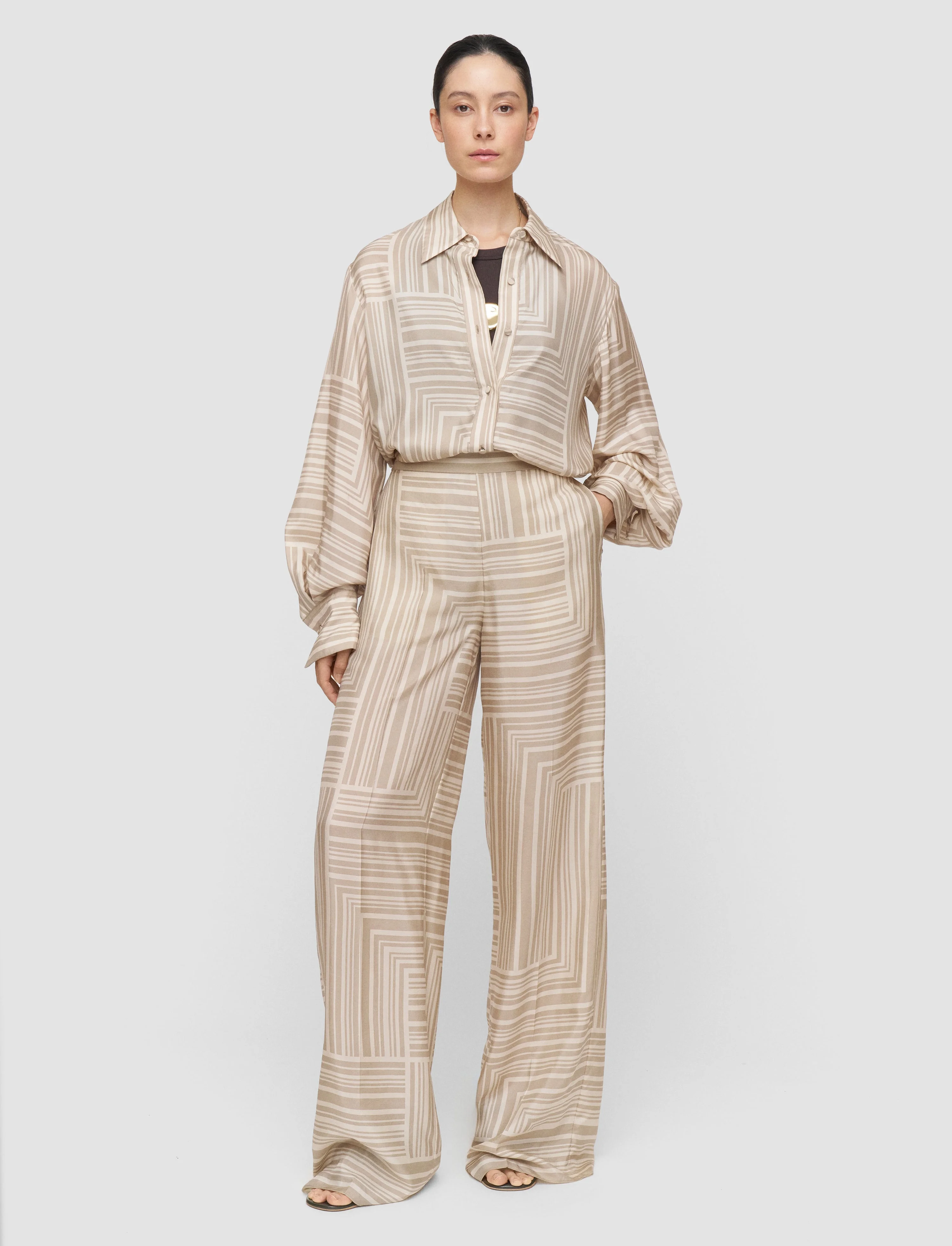 Dijon Printed Silk Trousers - 1