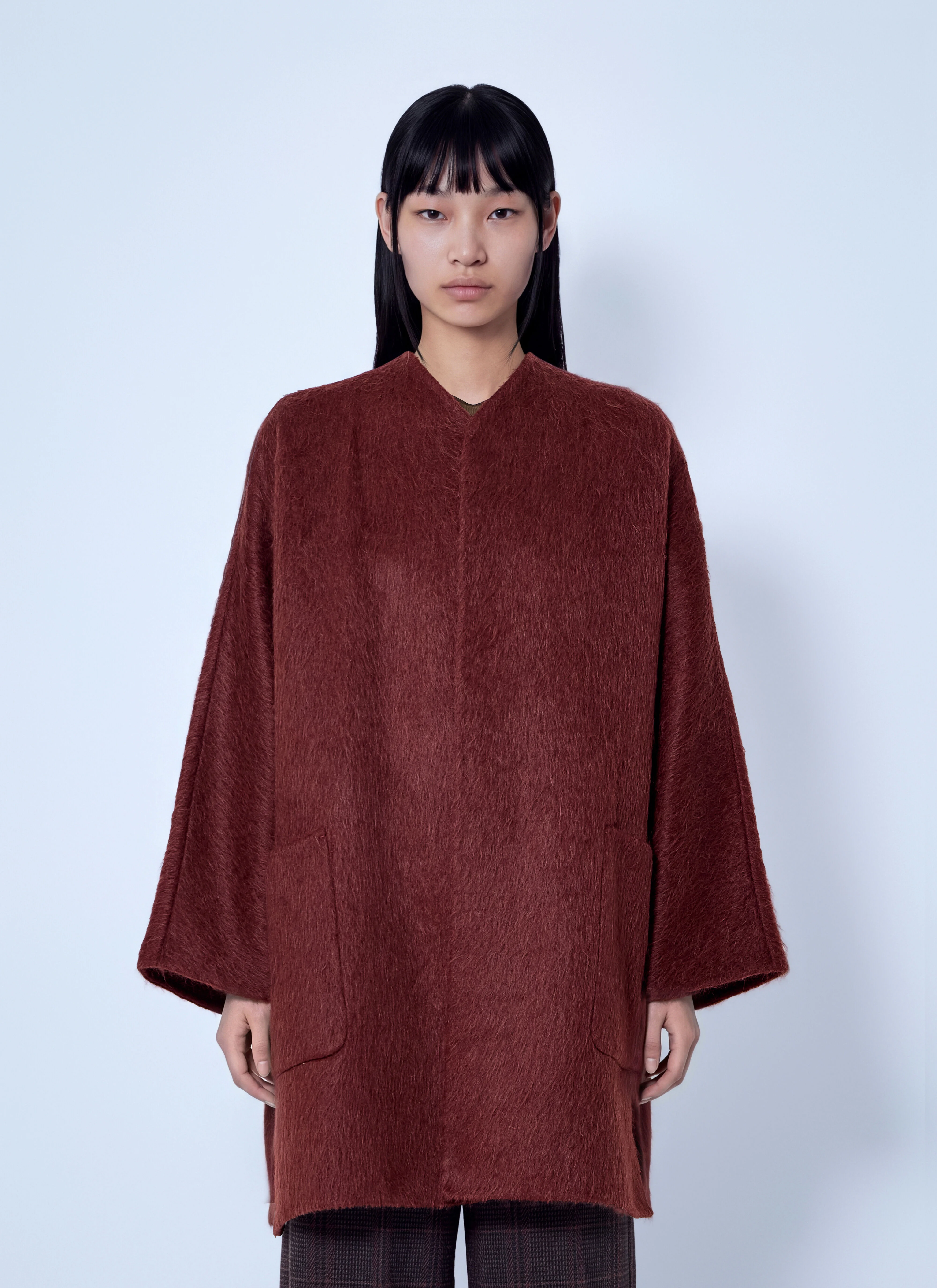 Short Alpaca and Wool Coat - 1