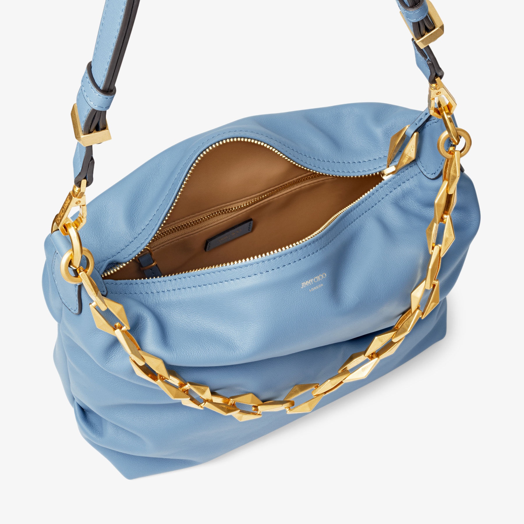 Diamond Soft Hobo S
Smoky Blue Soft Calf Leather Hobo Bag with Chain Strap - 5