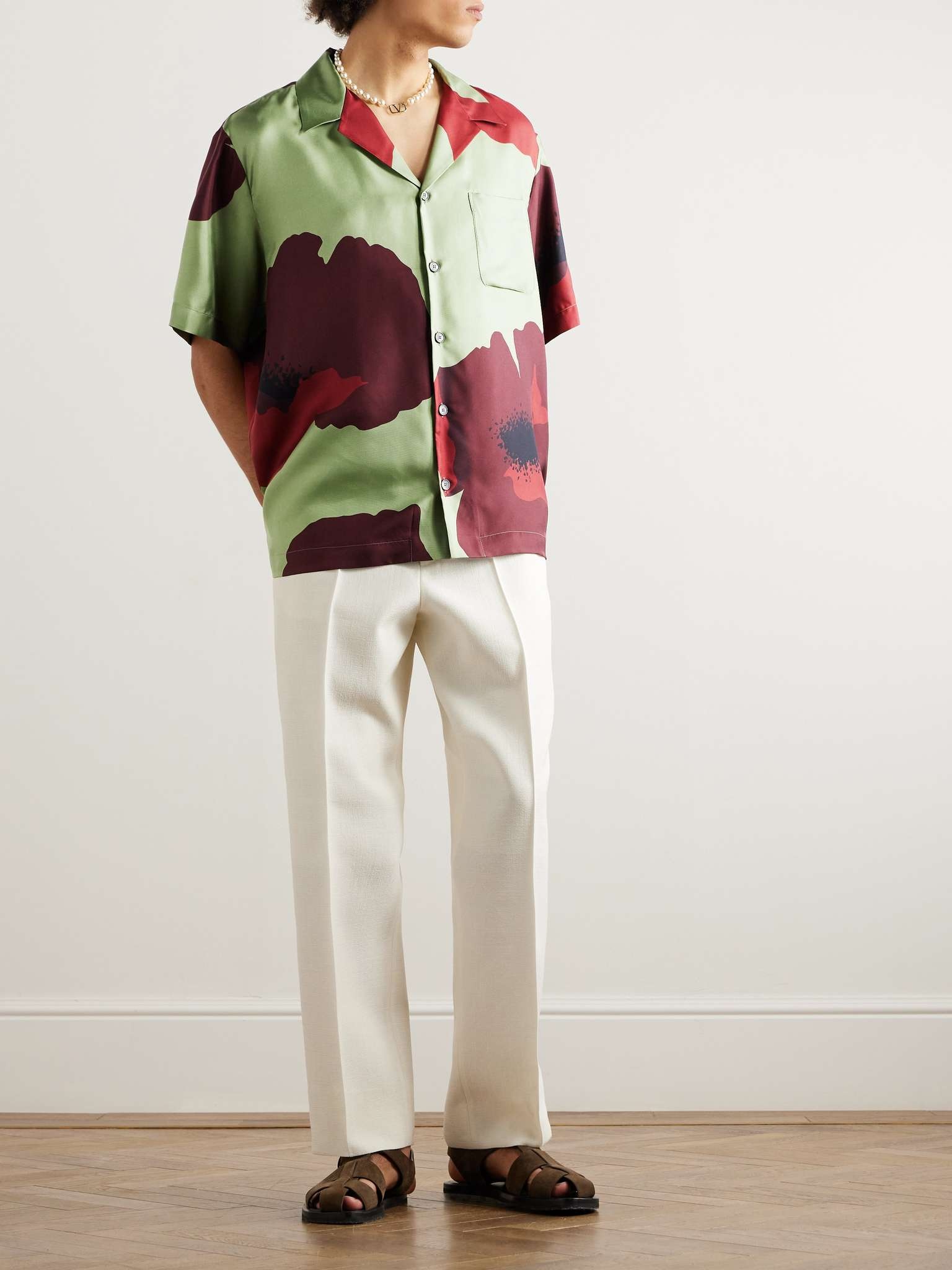 Camp-Collar Floral-Print Silk-Twill Shirt - 2