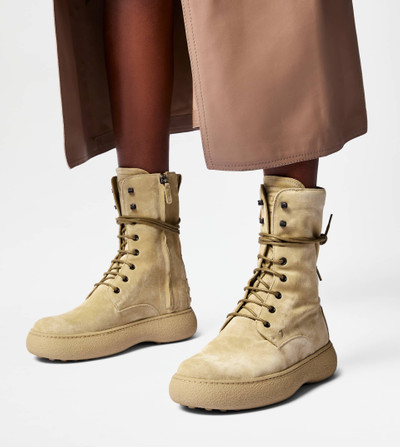 Tod's TOD'S W. G. LACE-UP ANKLE BOOTS IN SUEDE - BEIGE outlook