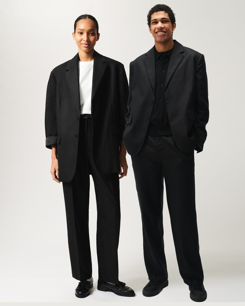 PANGAIA Womens DNA FrutFiber Oversized Blazer - Black outlook