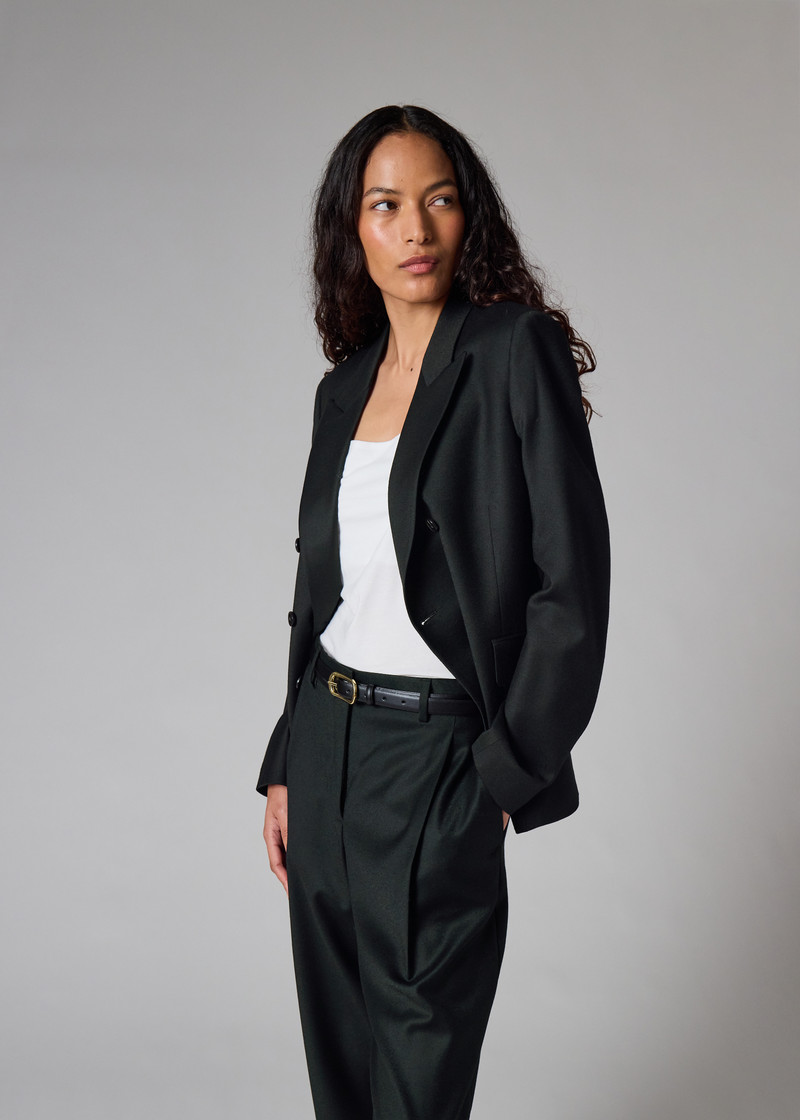 Women's Black Wool-Cashmere Flannel Blazer 7