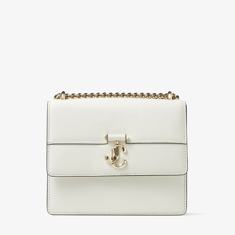 Varenne Quad
Latte Fine Shiny Calf Leather Shoulder Bag with Light Gold JC Bar 1