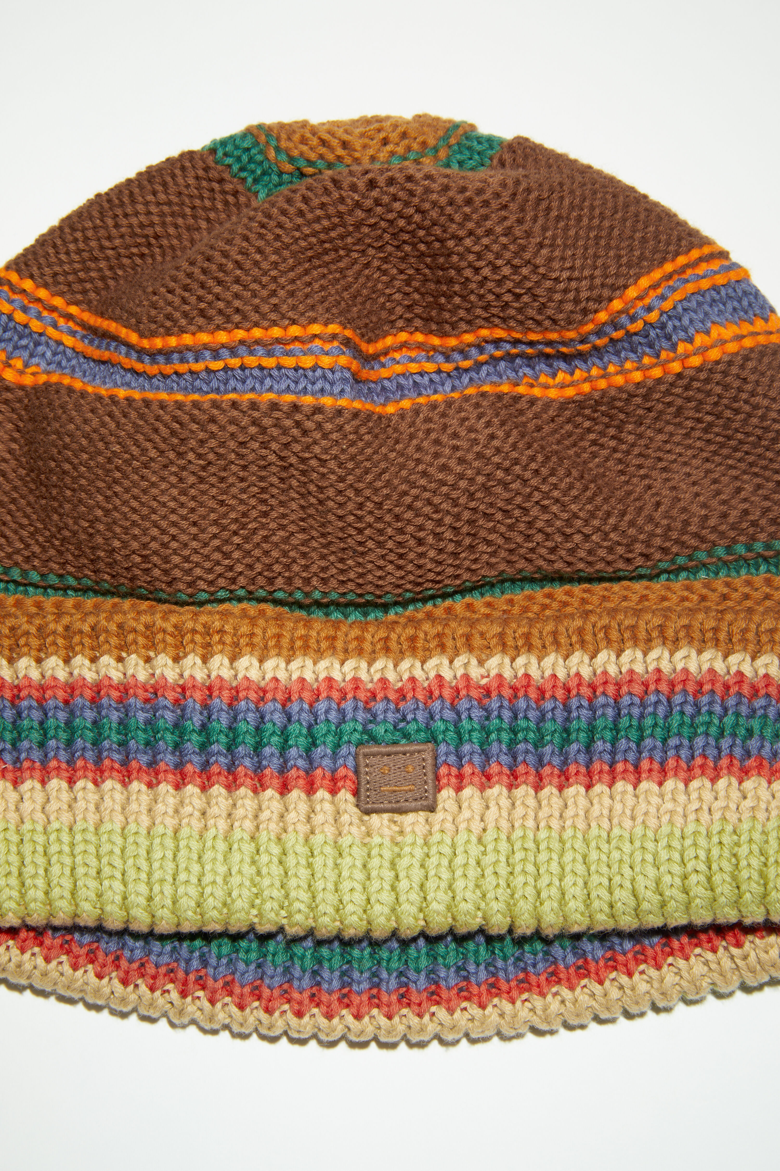Stripe knit beanie - Cinnamon brown/multi - 4
