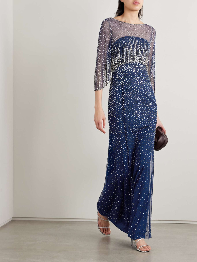 JENNY PACKHAM Kiya embellished tulle gown Navy outlook