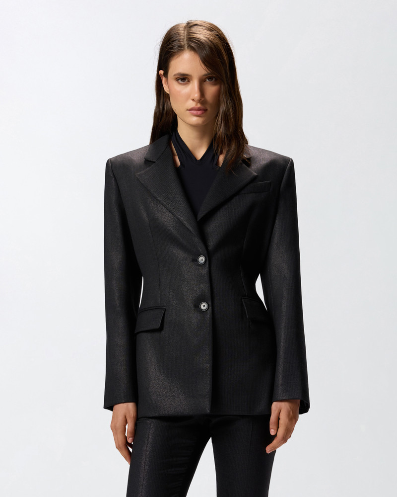 PINKO PINSTRIPED BLAZER WITH STRAP outlook