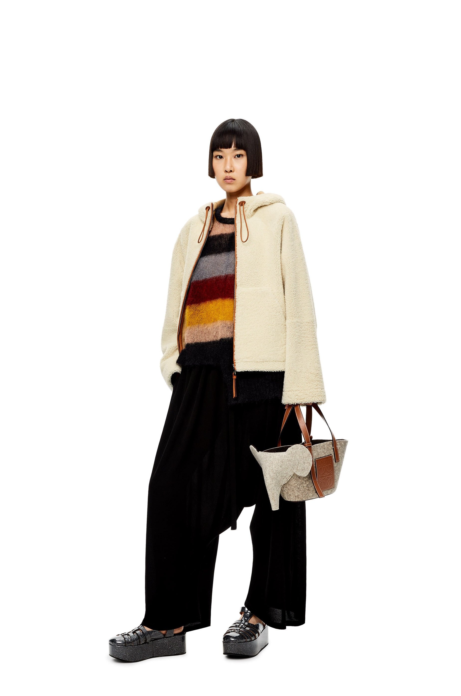 Hooded zip jacket in shearling - 2