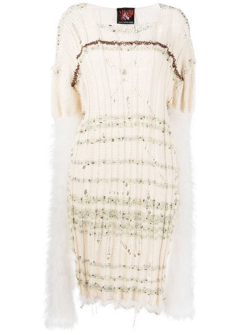 multi-knit midi jumper dress 1