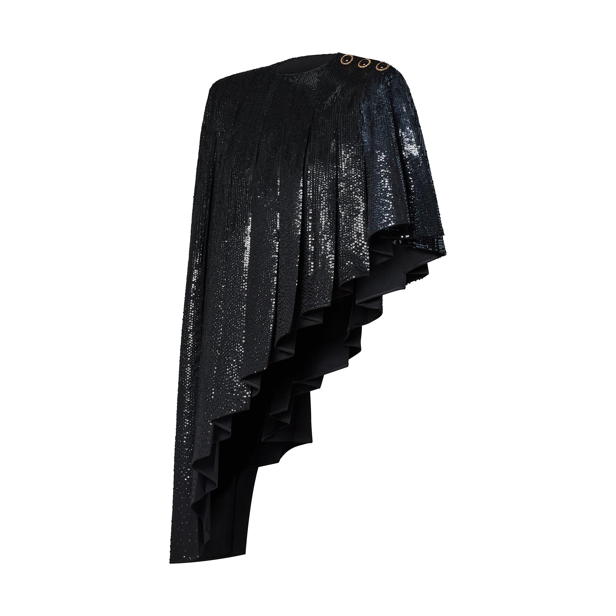 Allover Sequin Asymmetrical Cape - 2