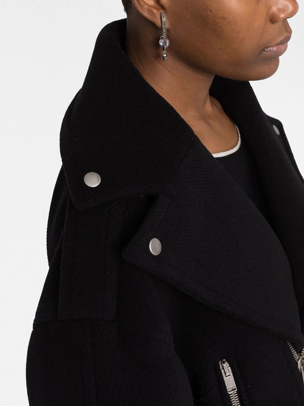 notched-collar zip-fastening coat - 3