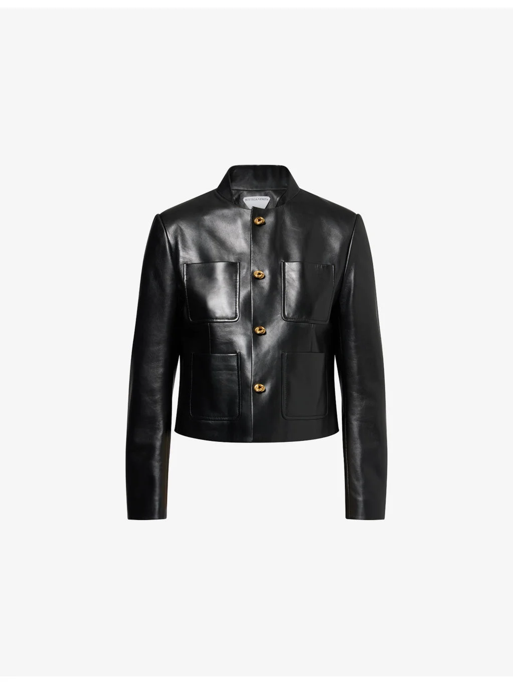Knot Patch-Pocket Leather Jacket - 1