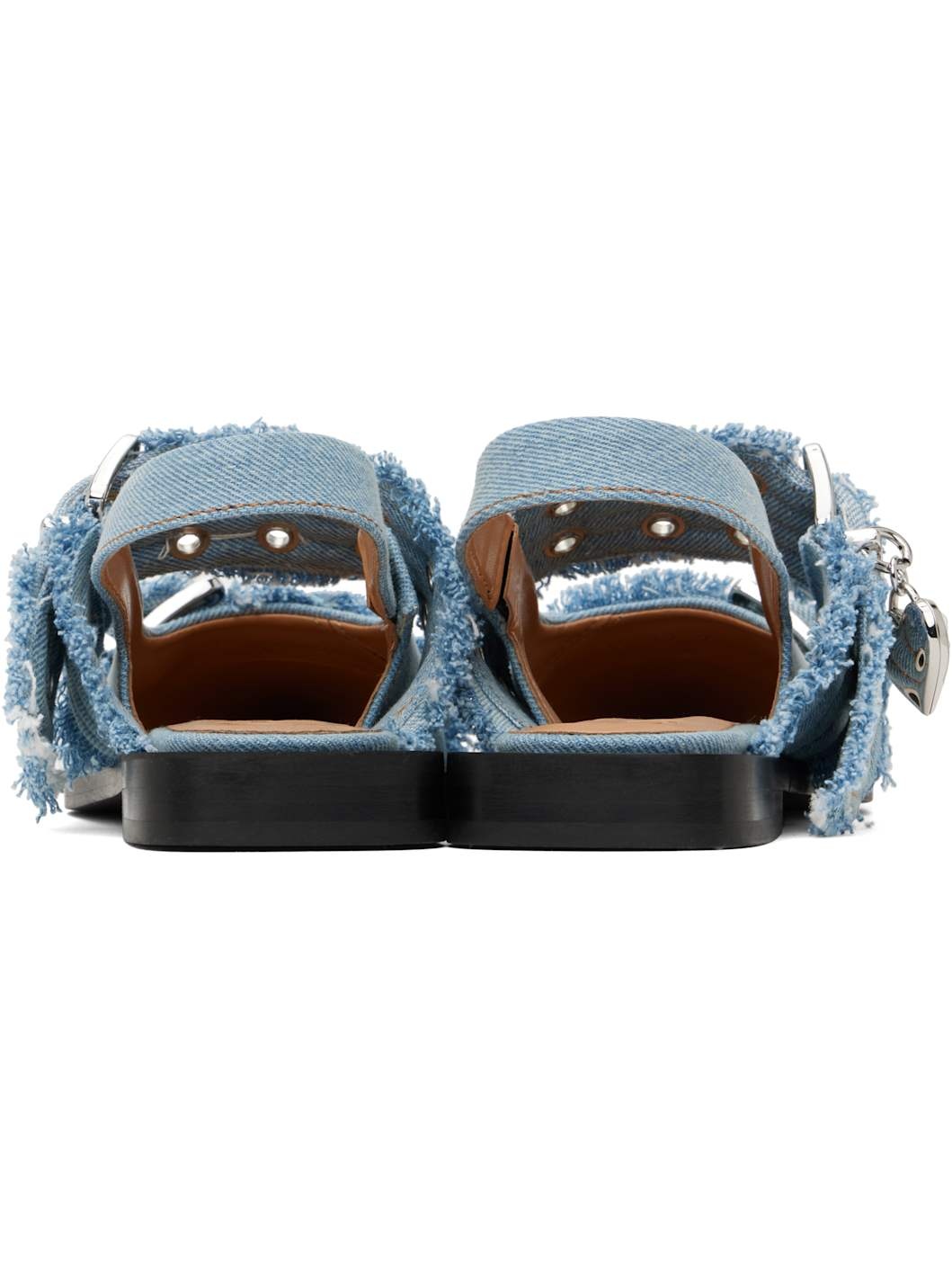 Blue Denim Charms Feminine Buckle Flats - 2