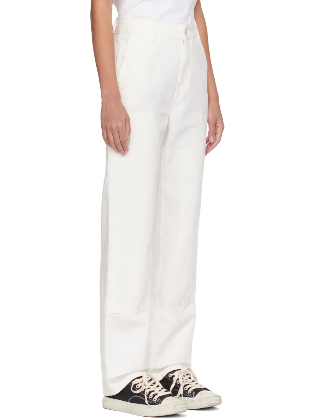 White Pierce Double Knee Trousers - 2