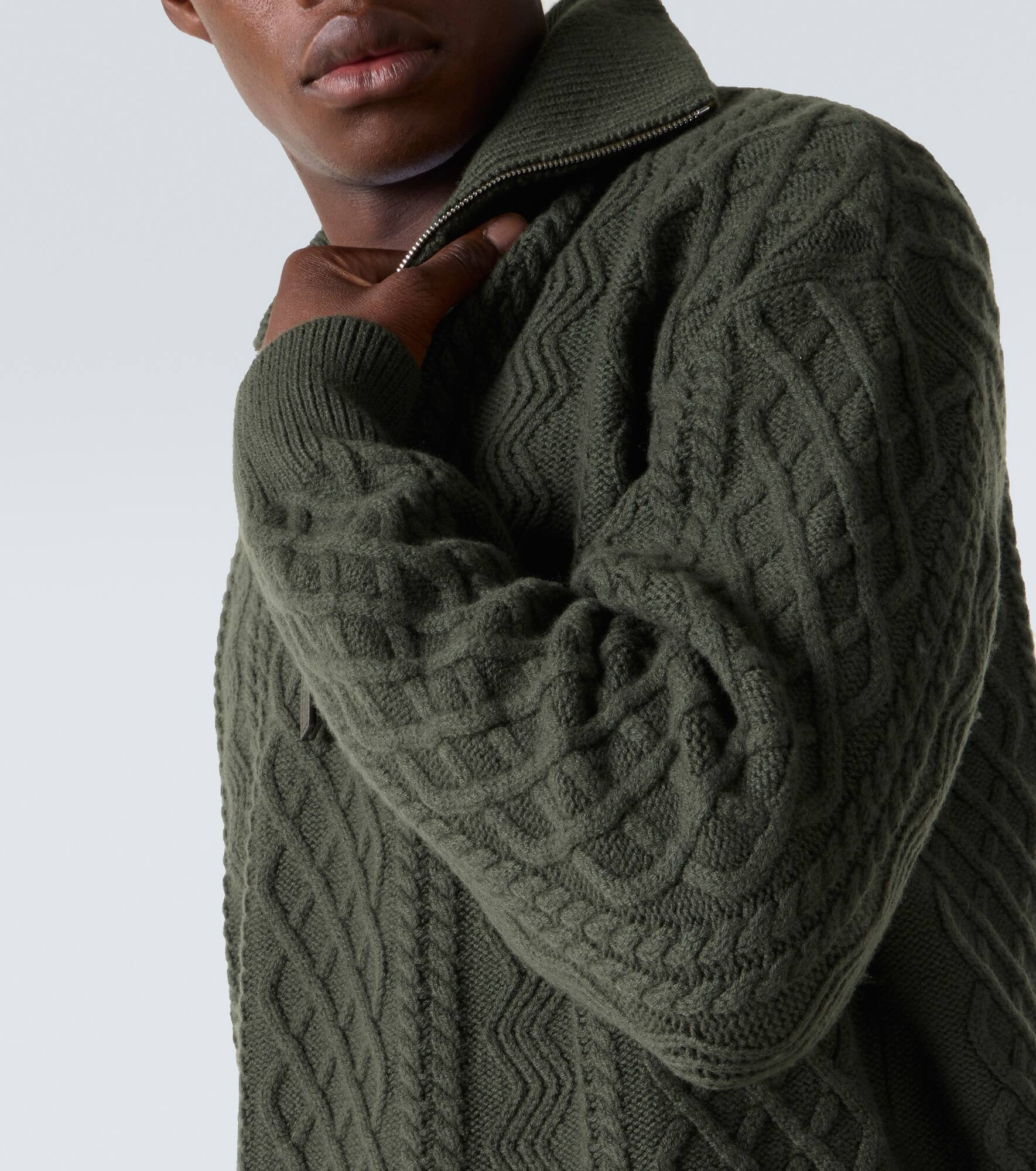 Aran-knit wool half-zip turtleneck sweater - 5