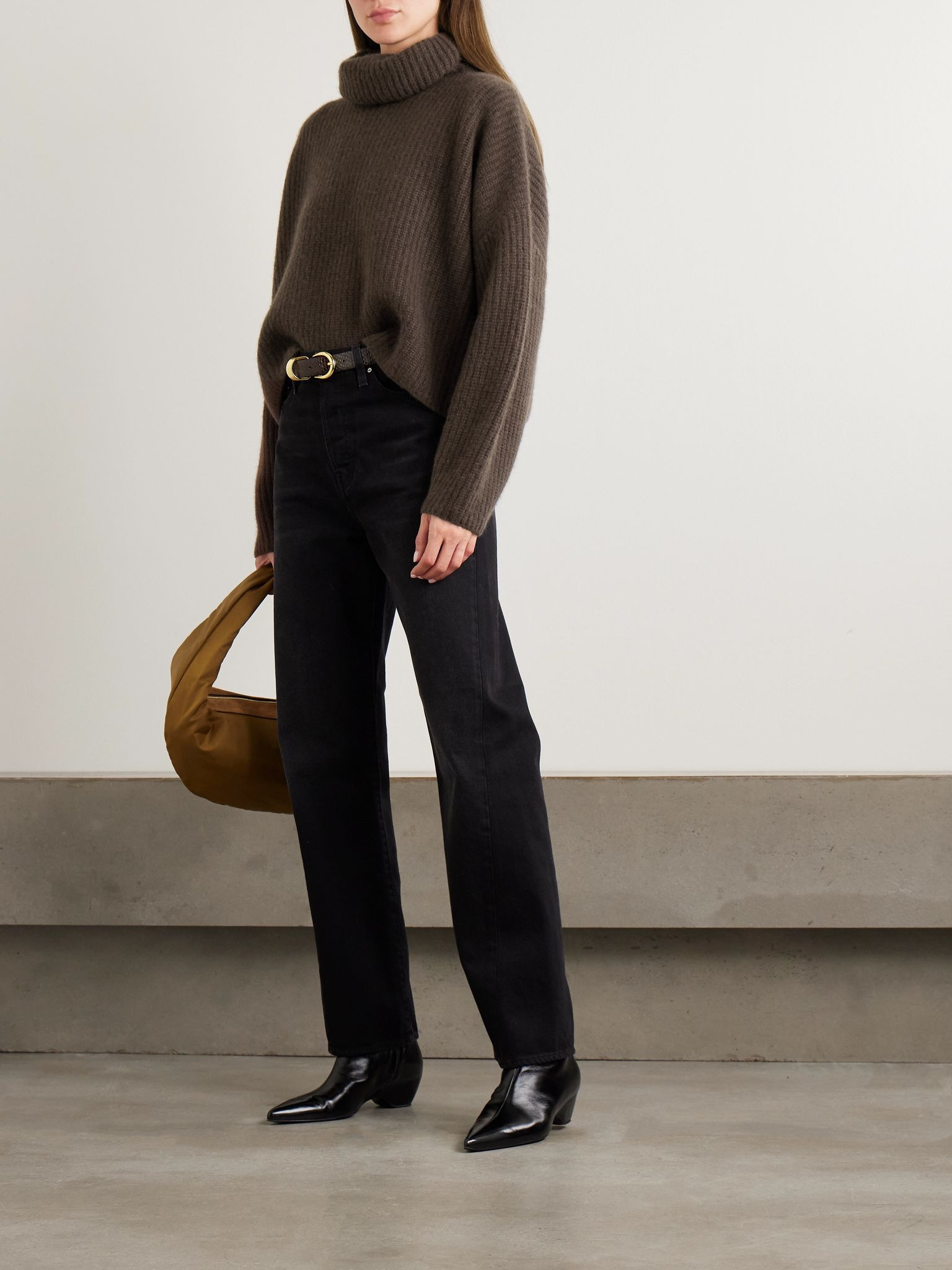 Delphine organic cashmere turtleneck sweater Brown - 2