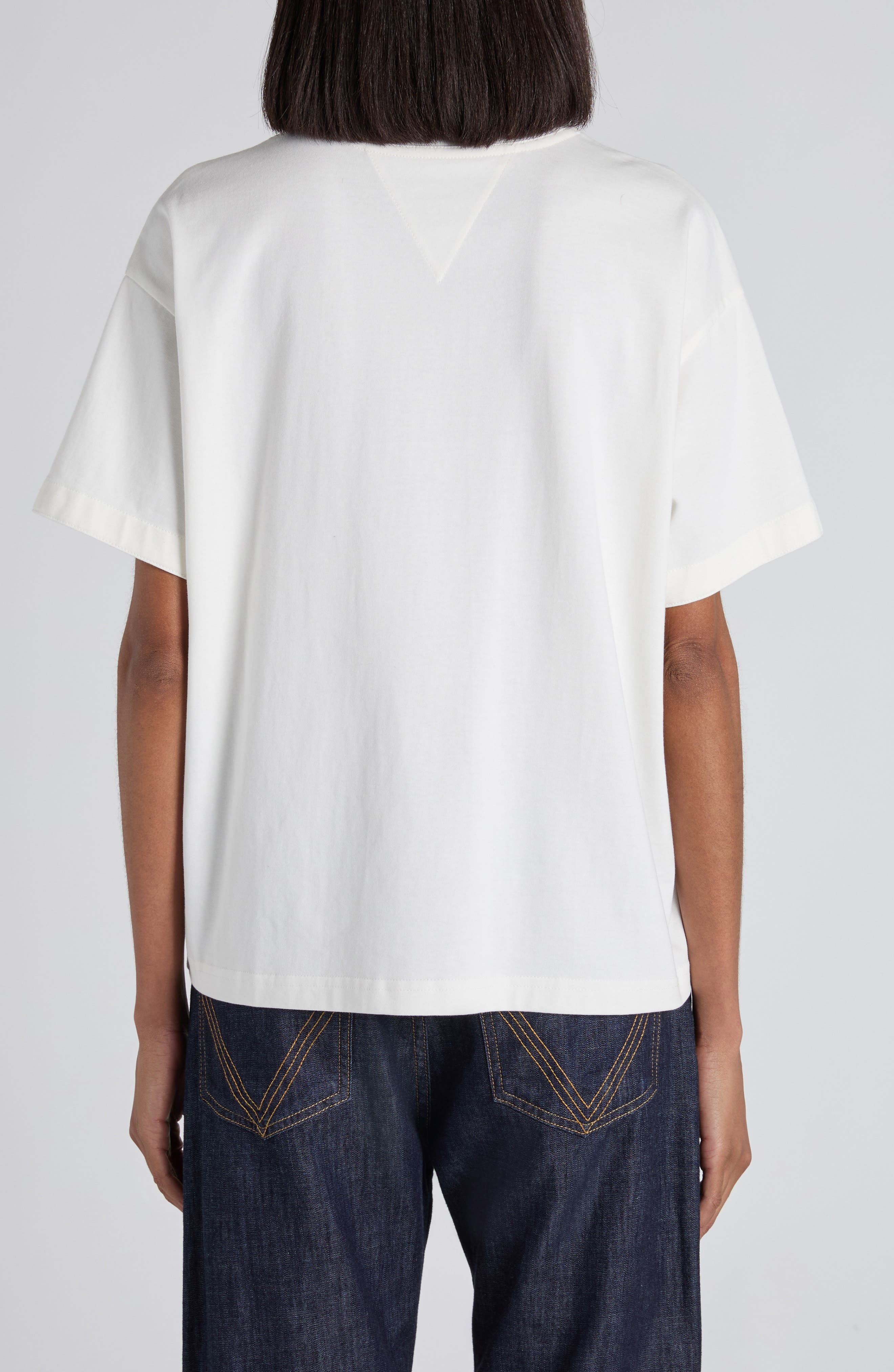 Bottega Veneta Pima Cotton Pocket T-Shirt with Intrecciato Suede Patch in 9071 Chalk at Nordstrom - 3