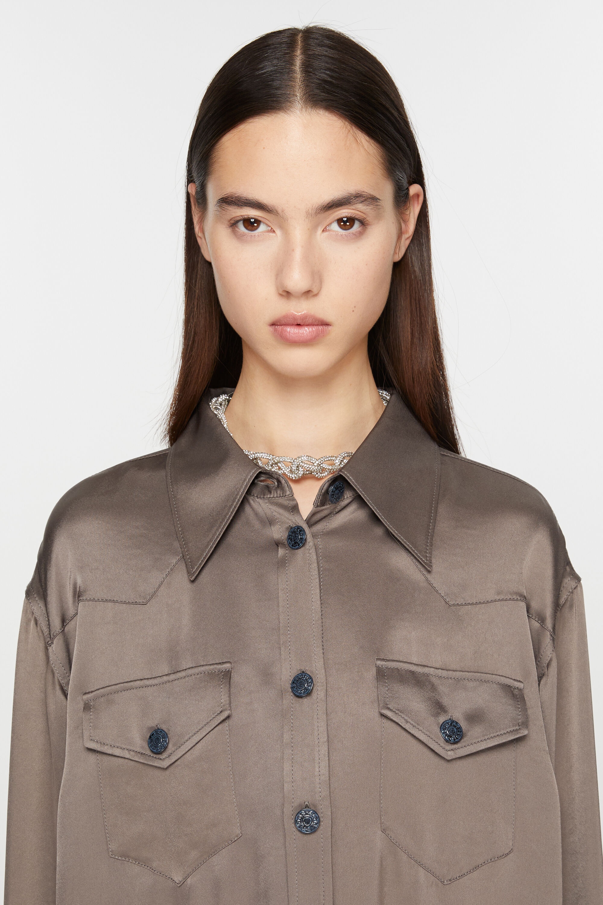 Satin button-up shirt - Cedar green - 4