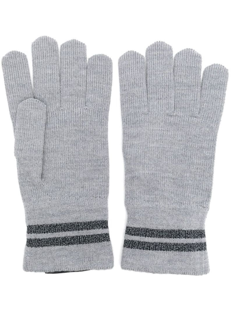striped knit gloves - 1
