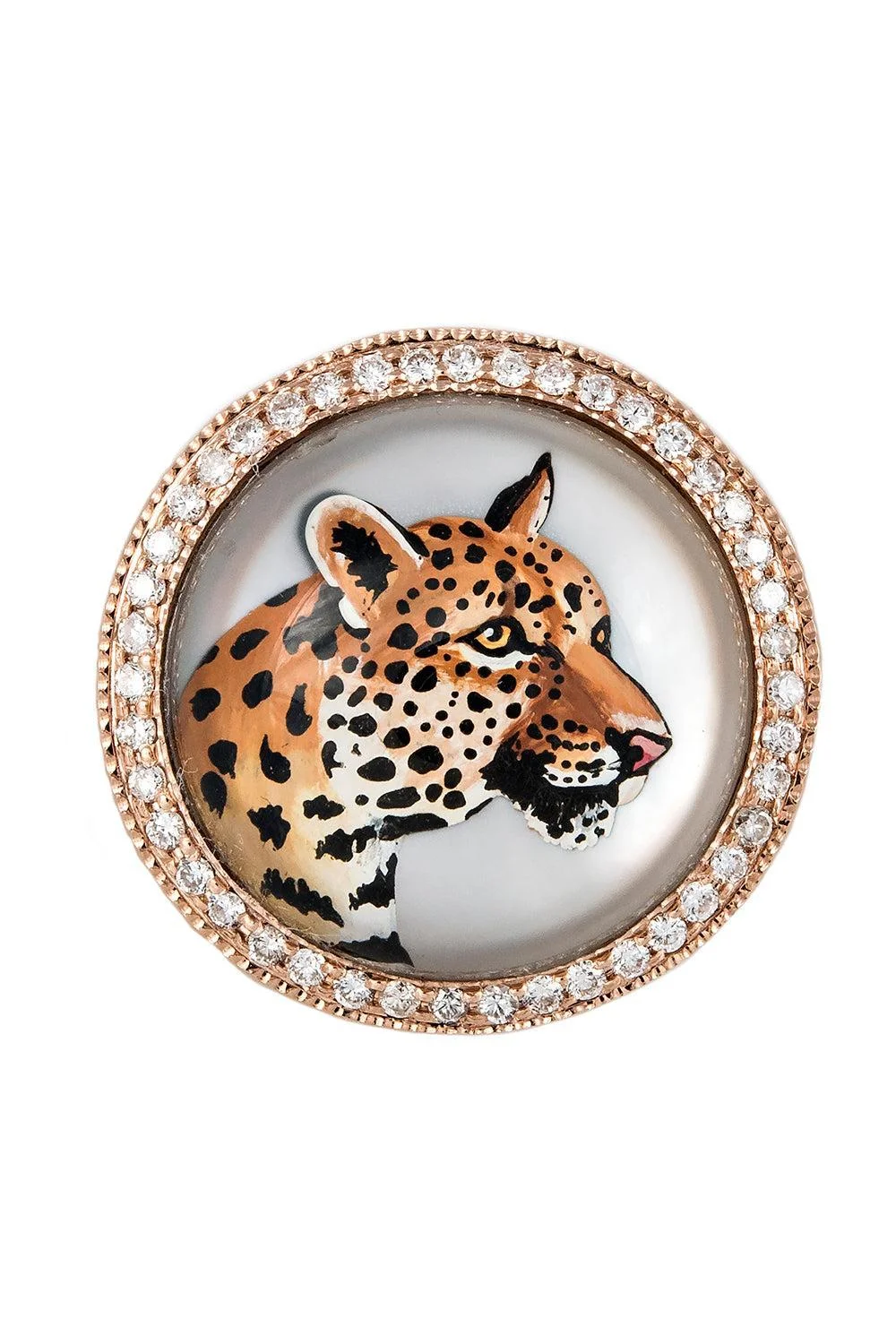 Pearl Diamond Leopard Signet Ring - 1